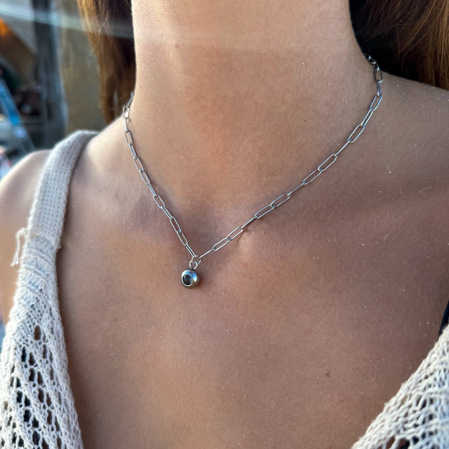 Personalised photo necklace - Paperclip chain