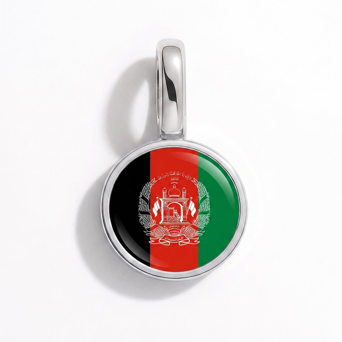 Flag charm Afghanistan – rectangular silver