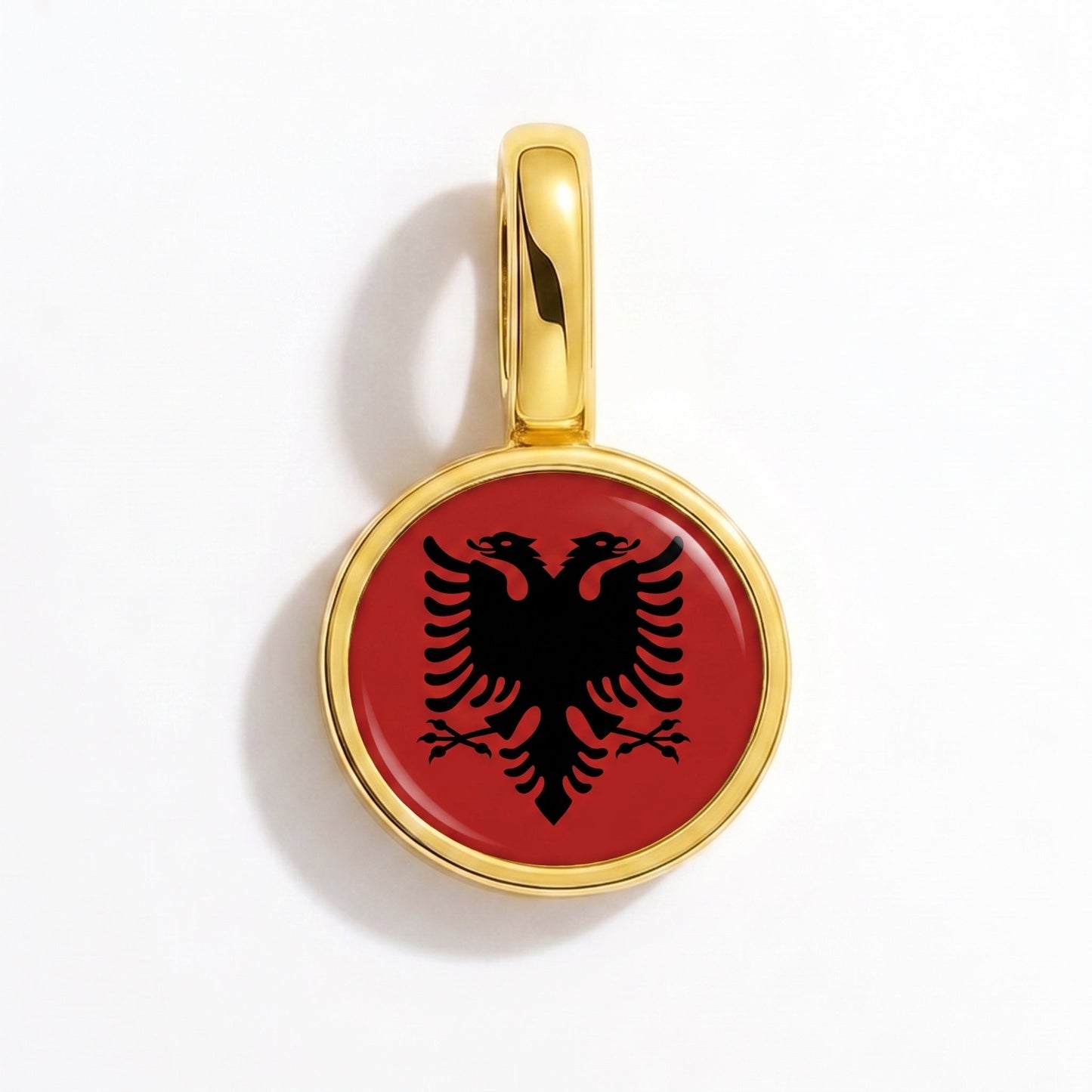 Flag charm Albania – rectangular gold