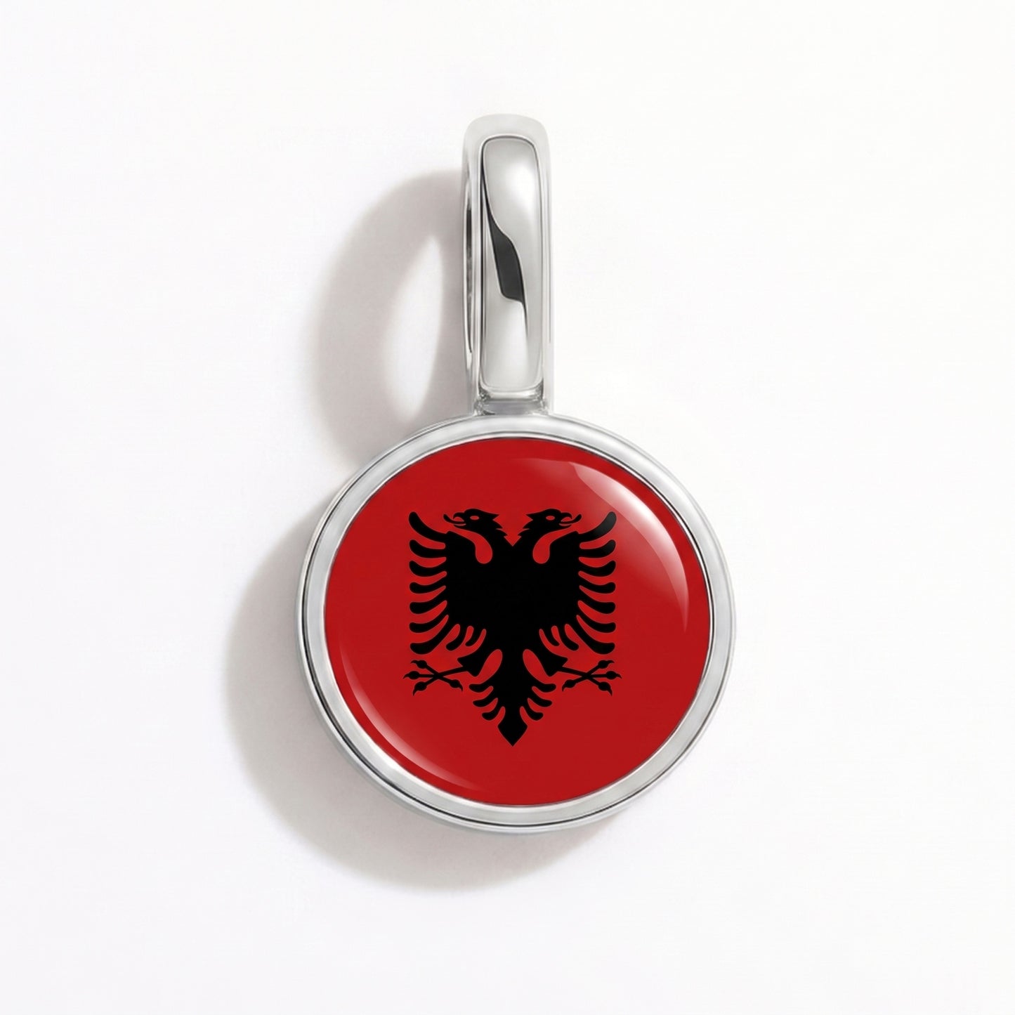 Flag charm Albania – round silver