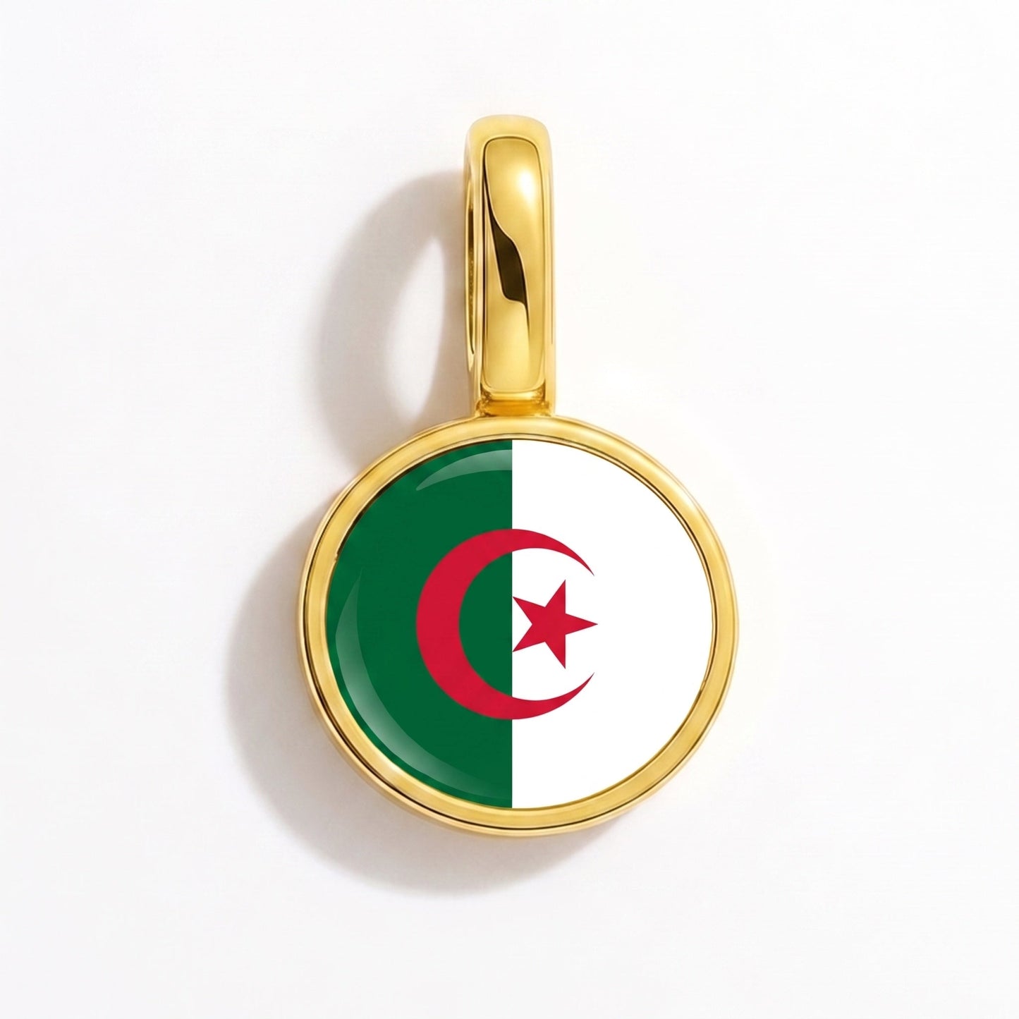 Flag charm Algeria – rectangular gold