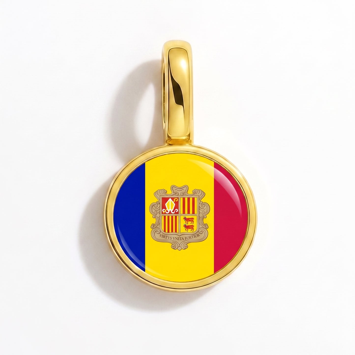 Flag charm Andorra – round gold