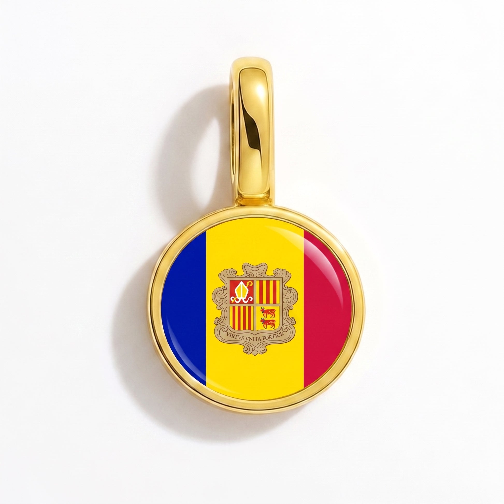Flag charm Andorra – round gold