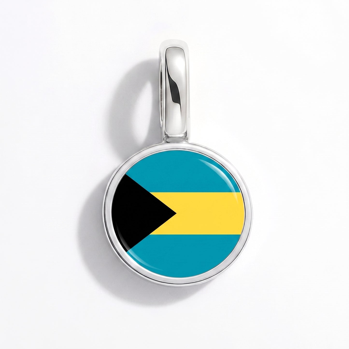 Flag charm Bahamas – round silver