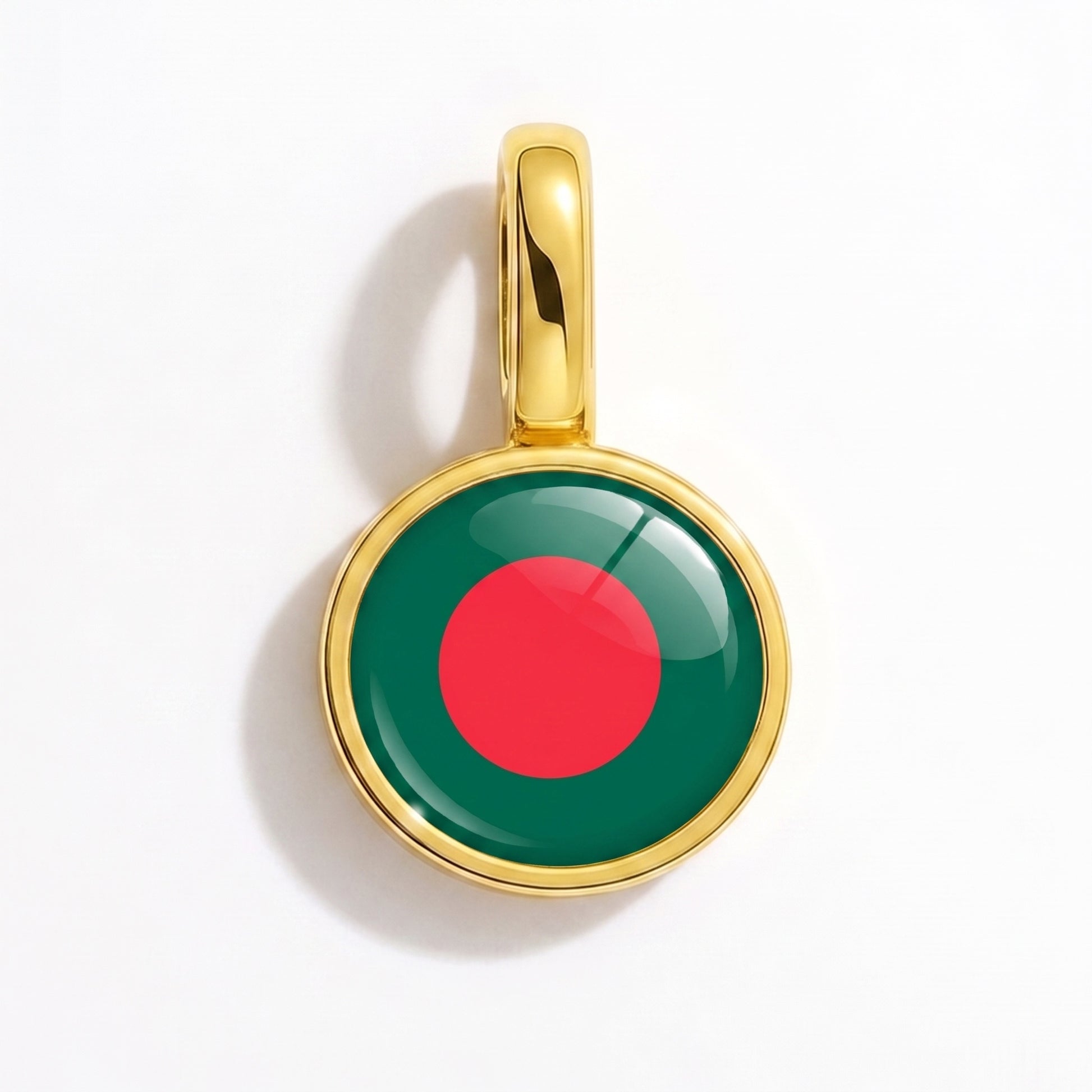 Flag charm Bangladesh – round gold