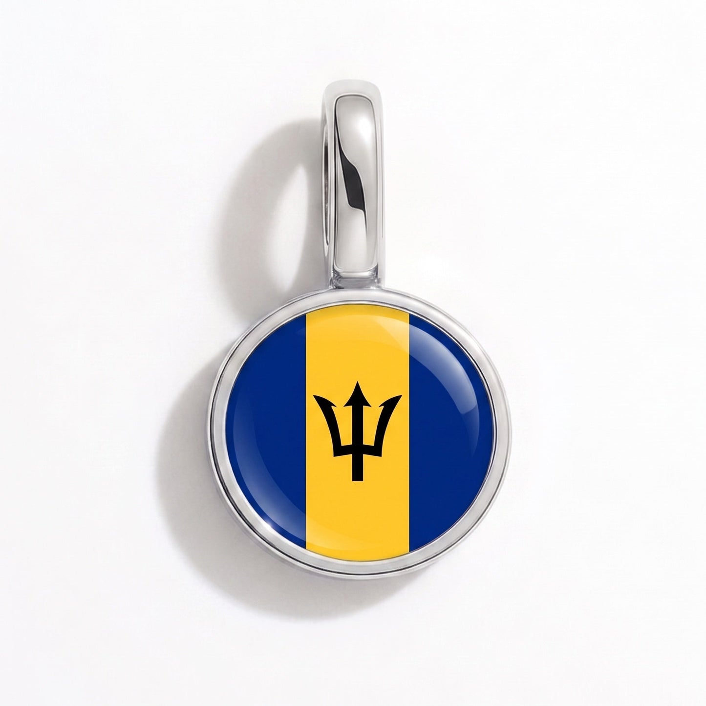 Flag charm Barbados – rectangular silver