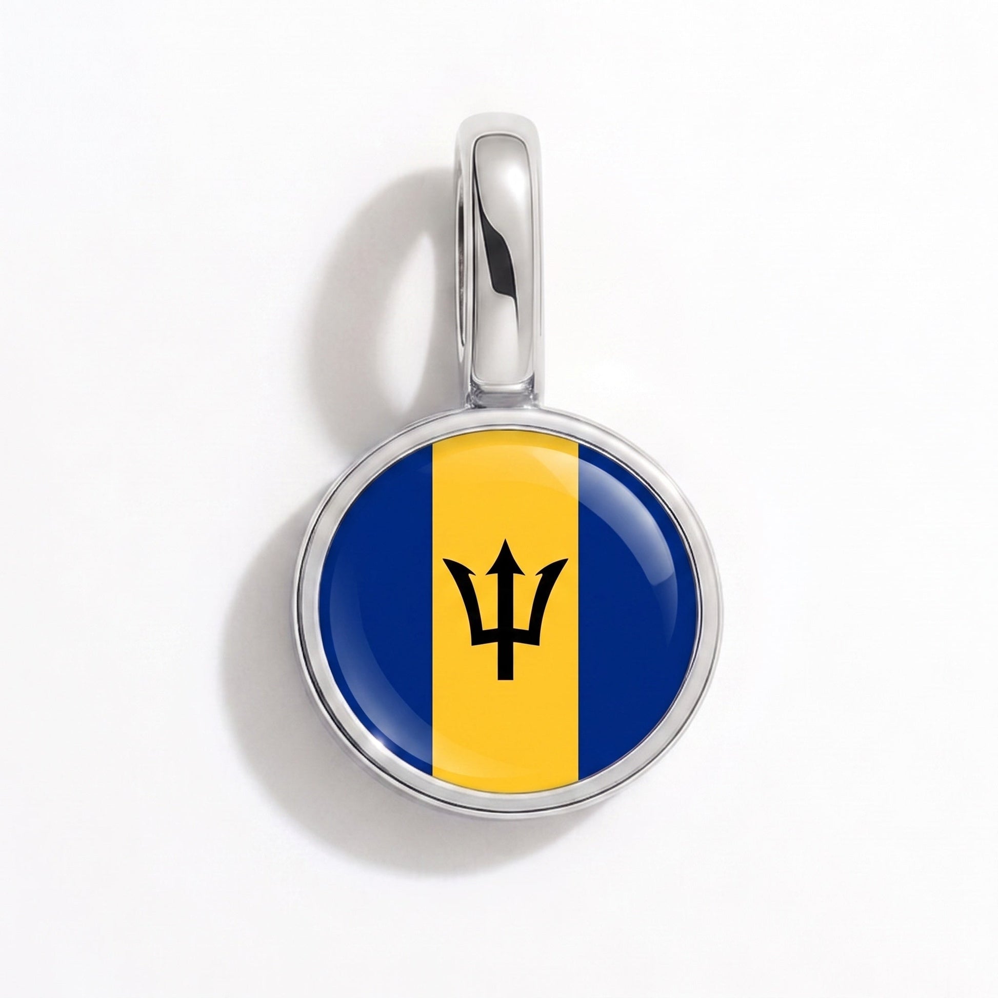 Flag charm Barbados – rectangular silver