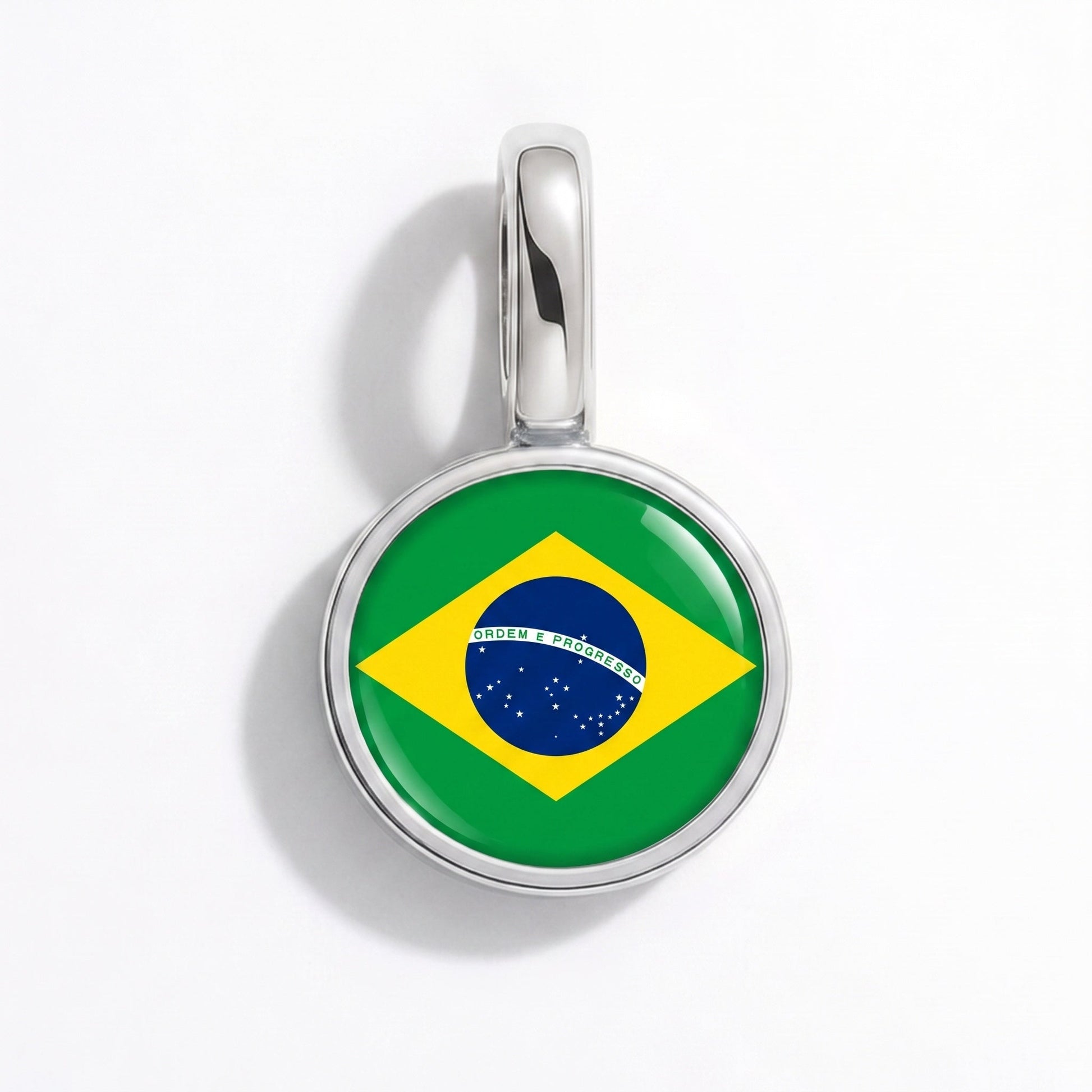 Flag charm Brazil – rectangular silver