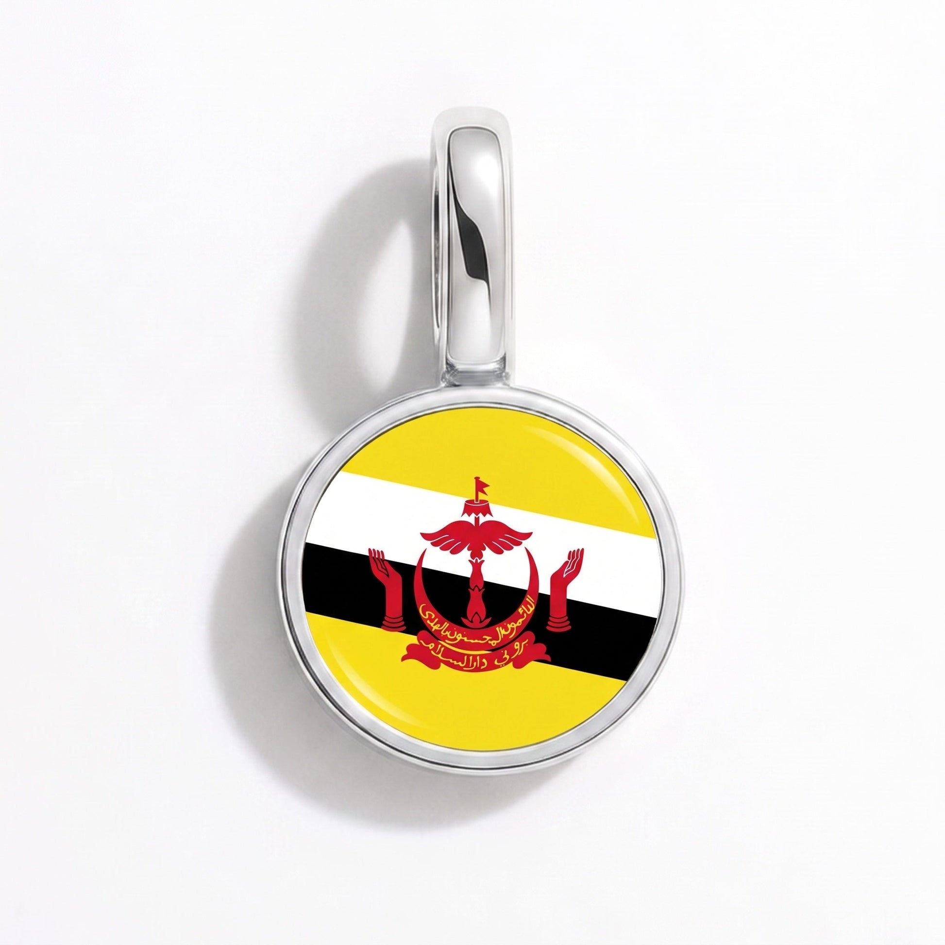 Flag charm Brunei – rectangular silver