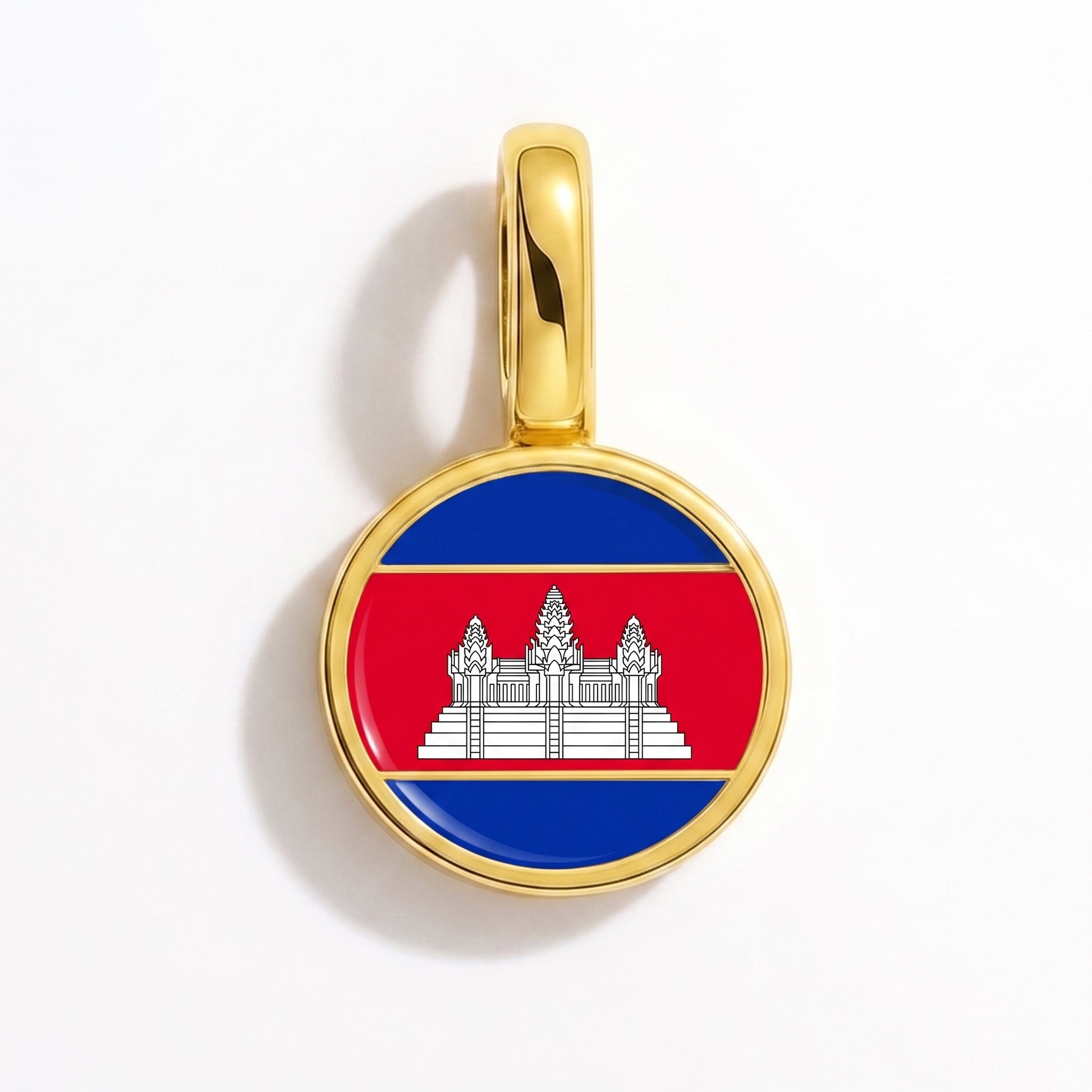 Flag charm Cambodia – round gold