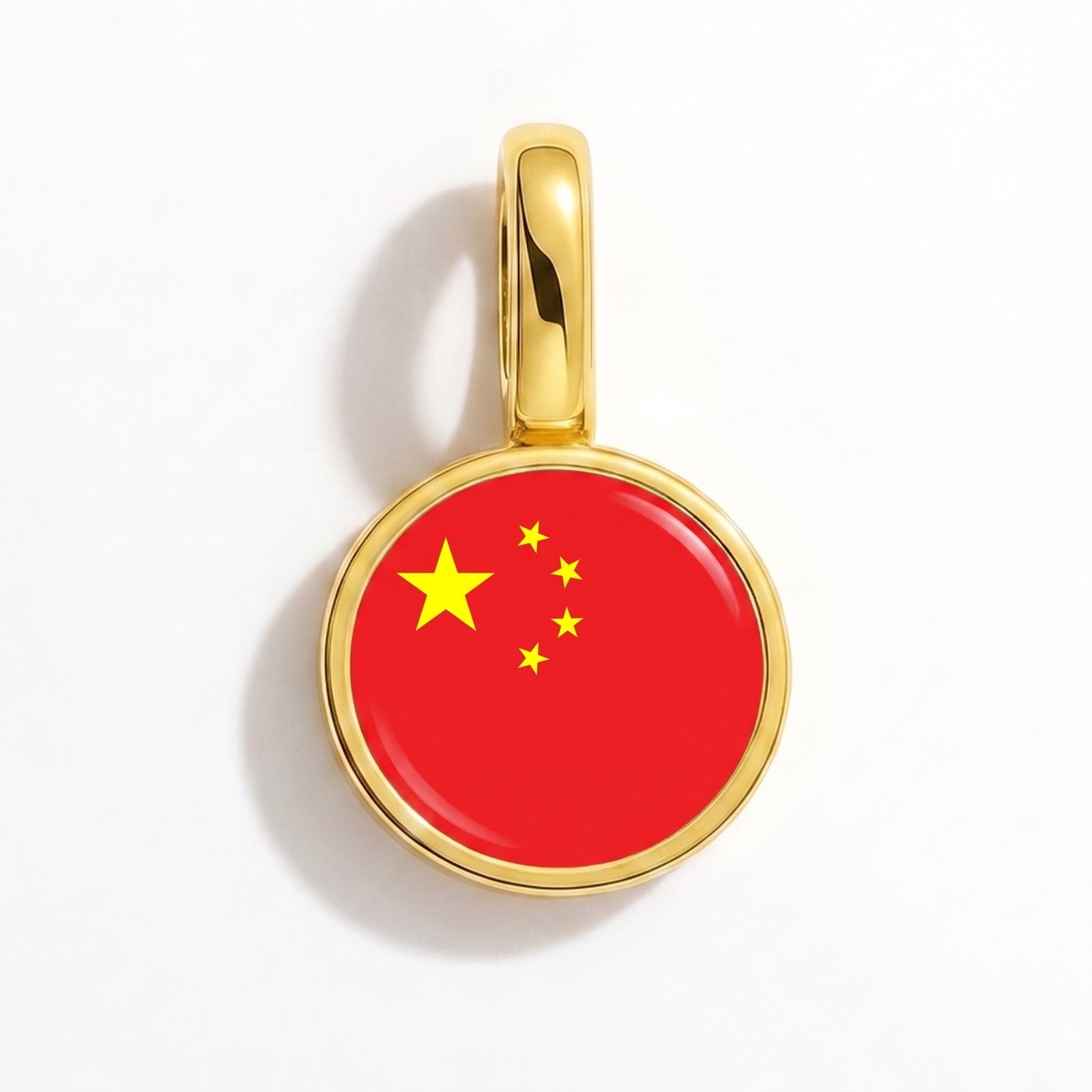 Flag charm China – rectangular gold