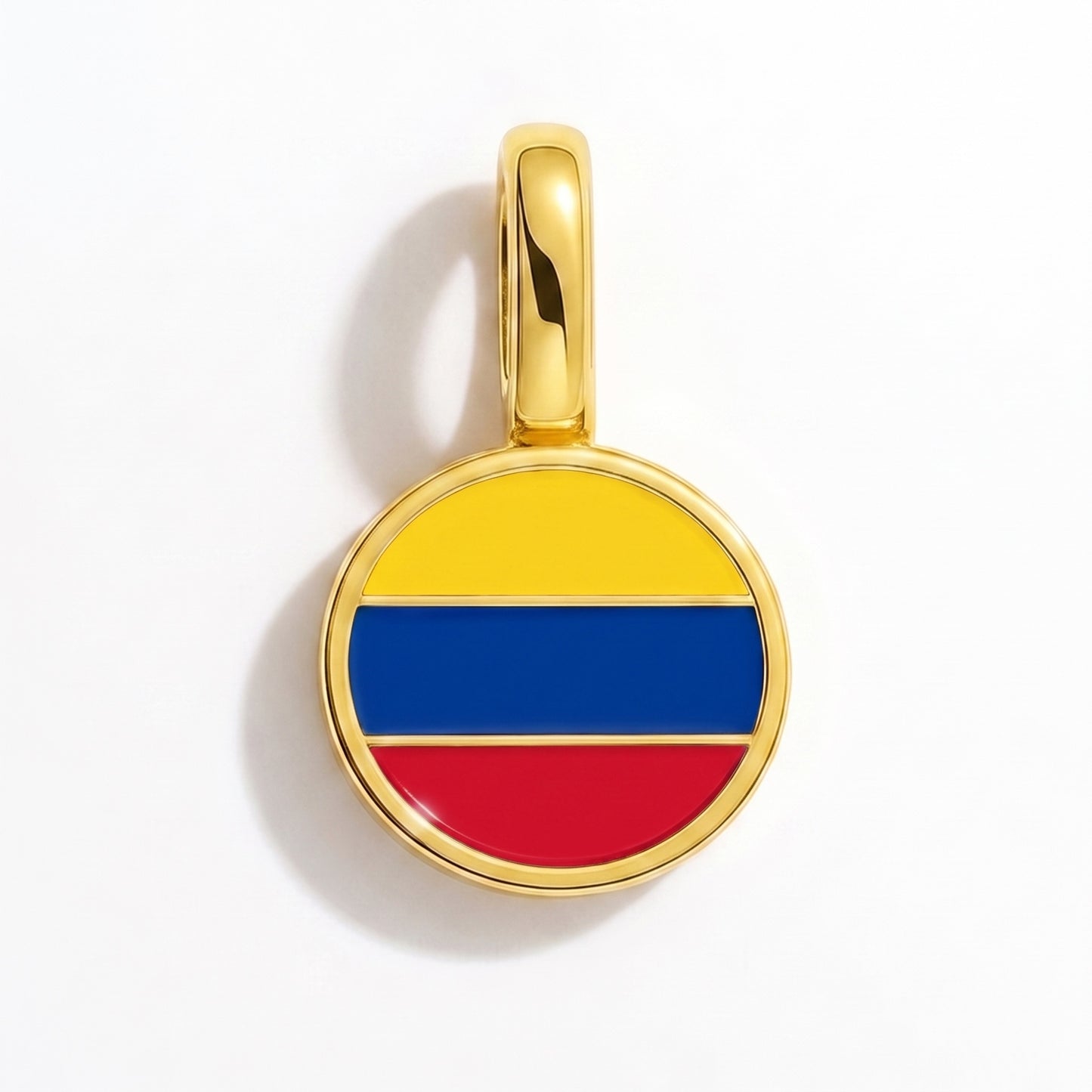 Flag charm Colombia – round gold