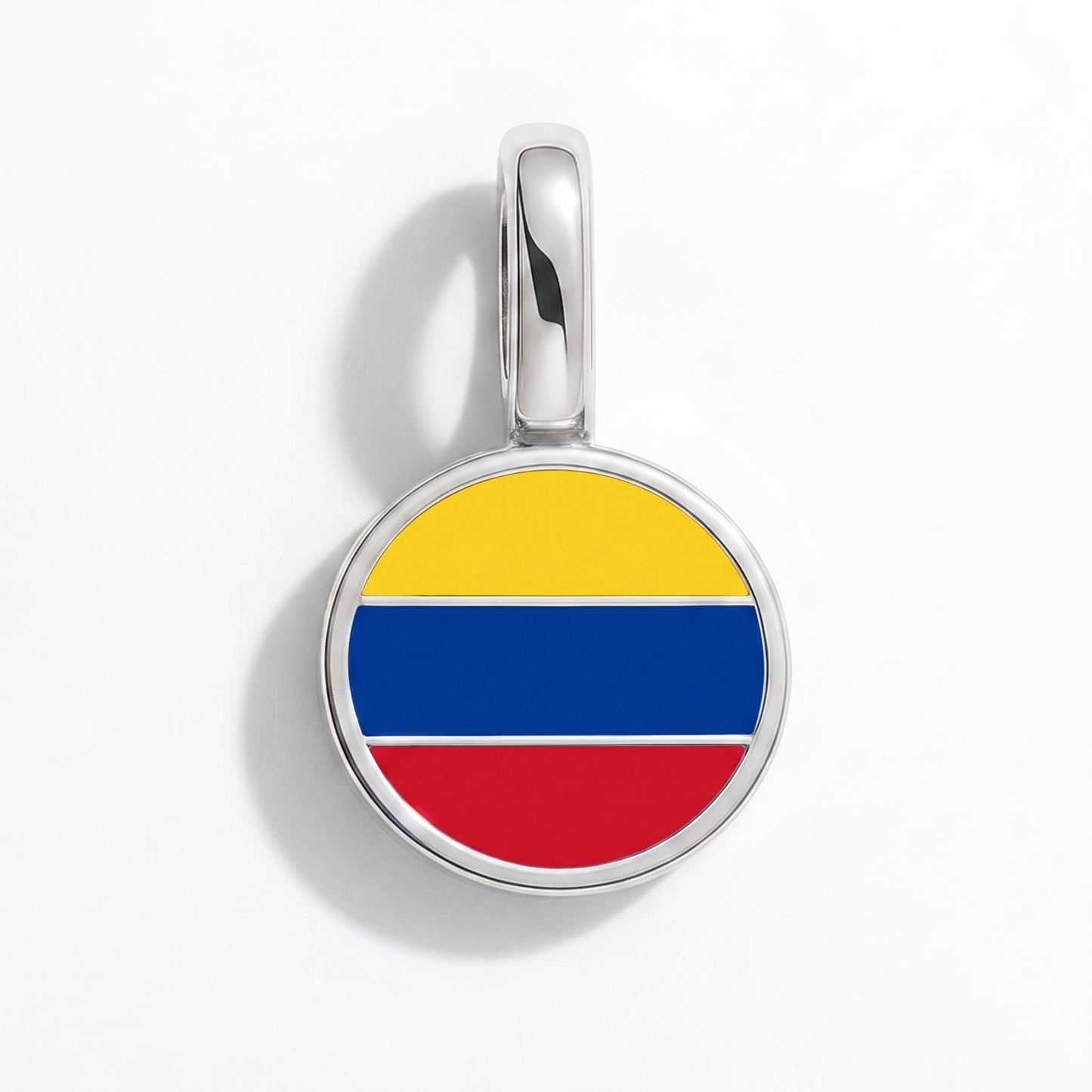 Flag charm Colombia – round silver