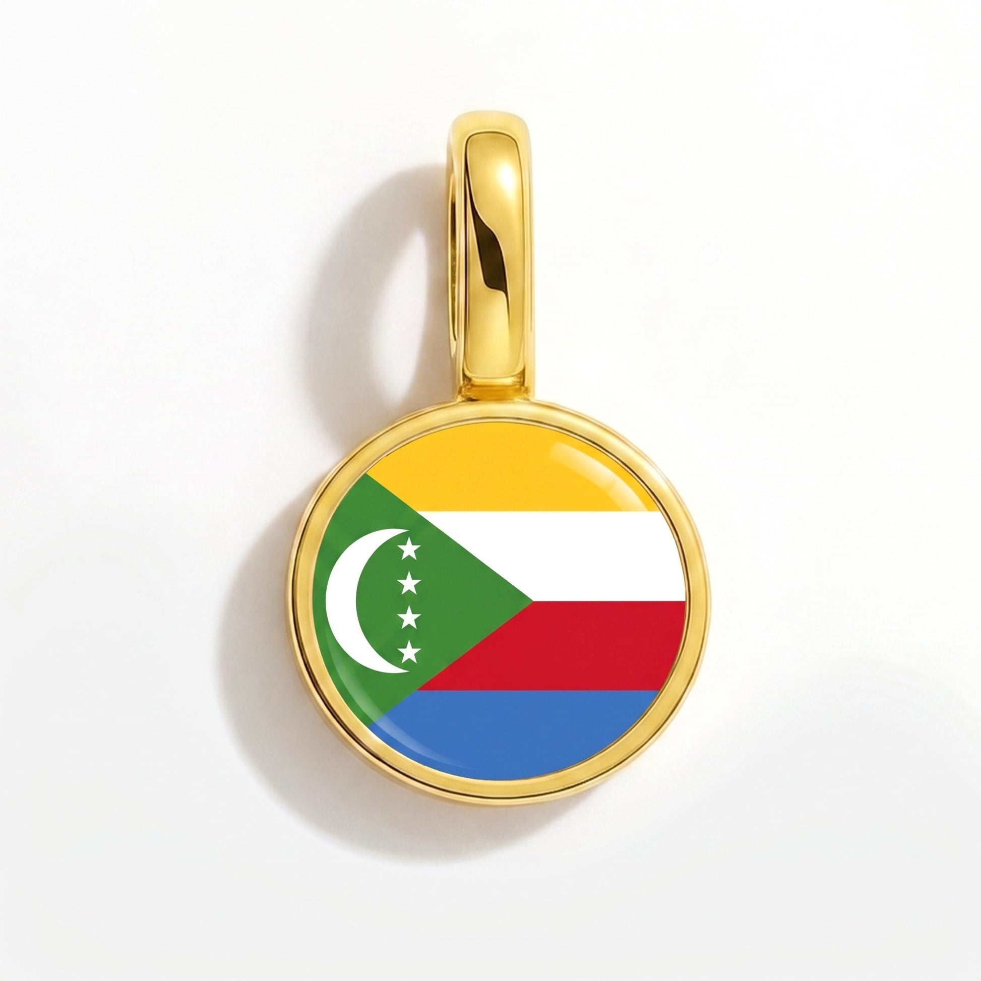 Flag charm Comoros – rectangular gold