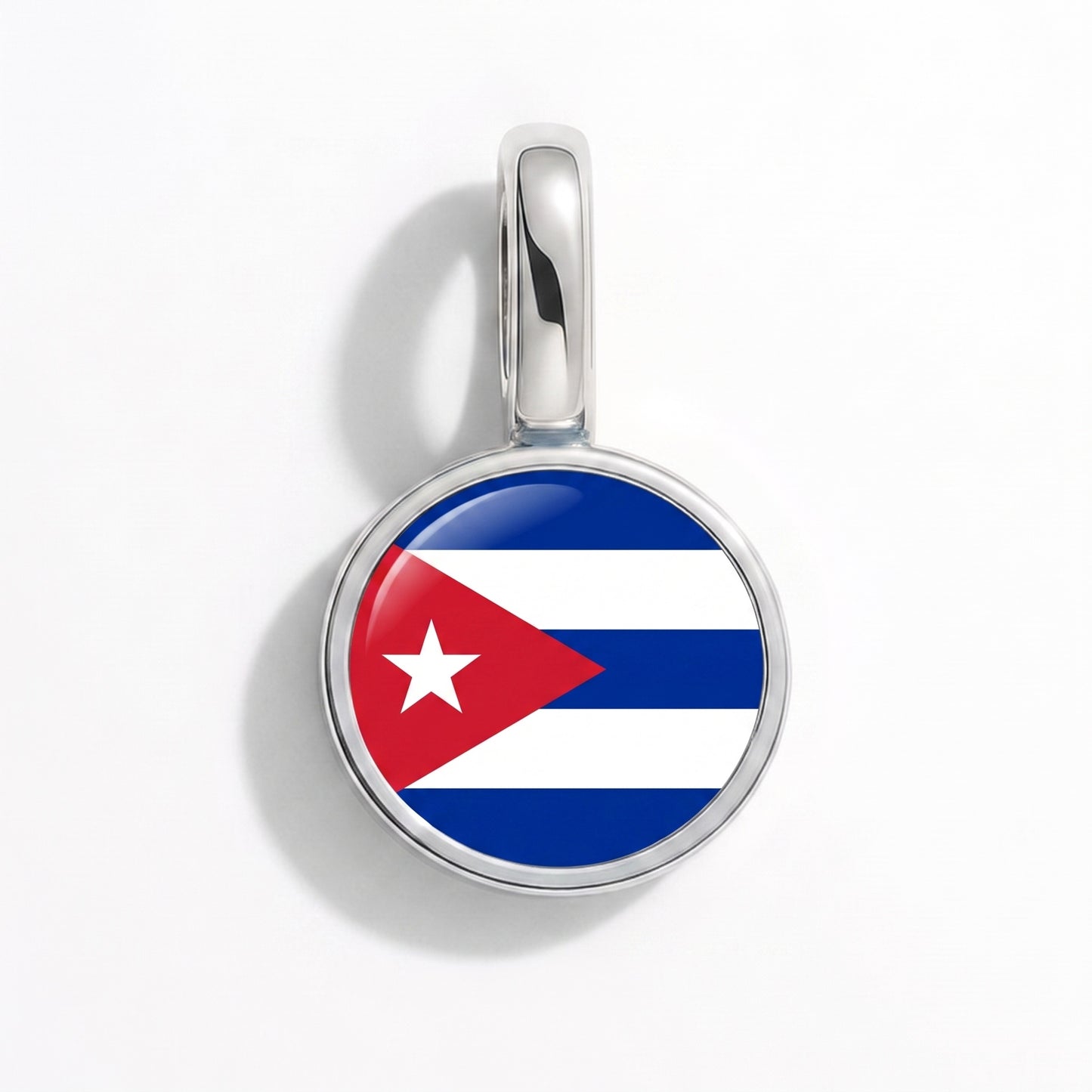 Flag charm Cuba – round silver