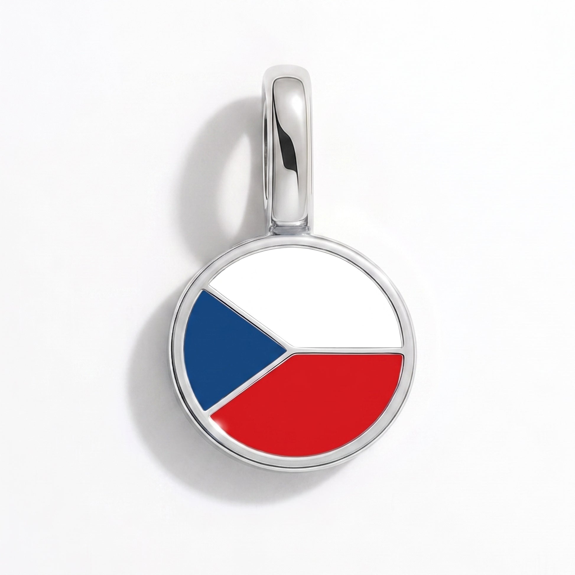 Flag charm Czech Republic – round silver
