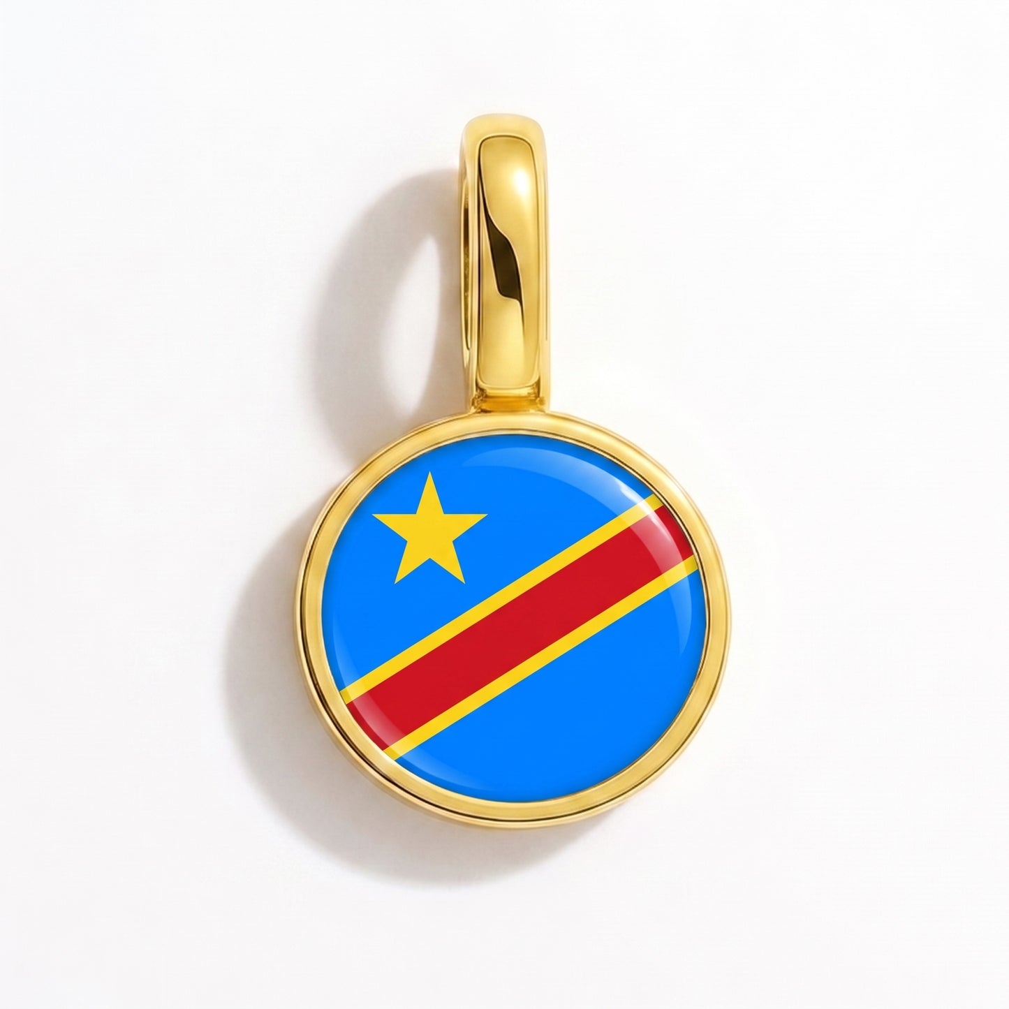 Flag charm Democratic Republic of the Congo – round gold