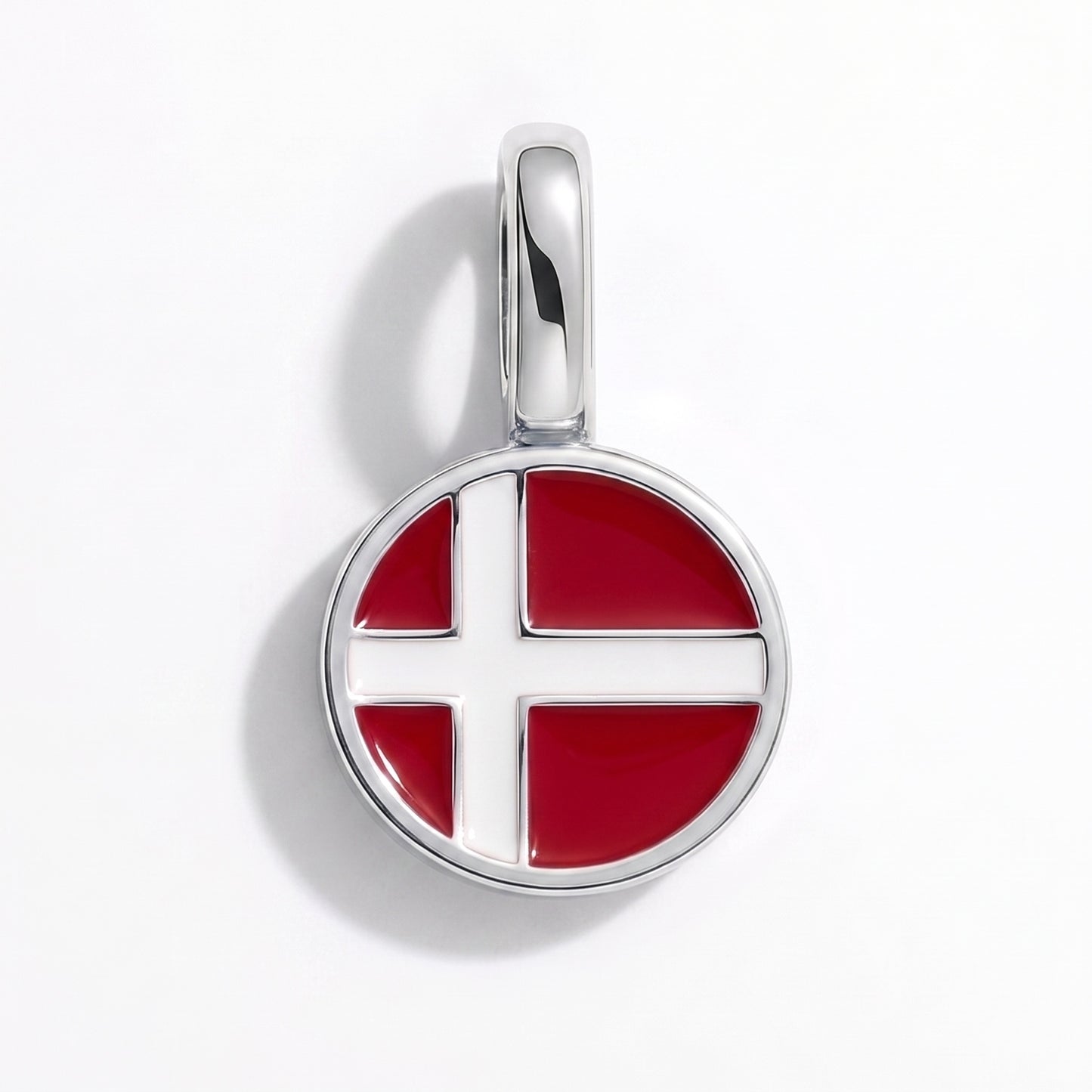 Flag charm Denmark – round silver