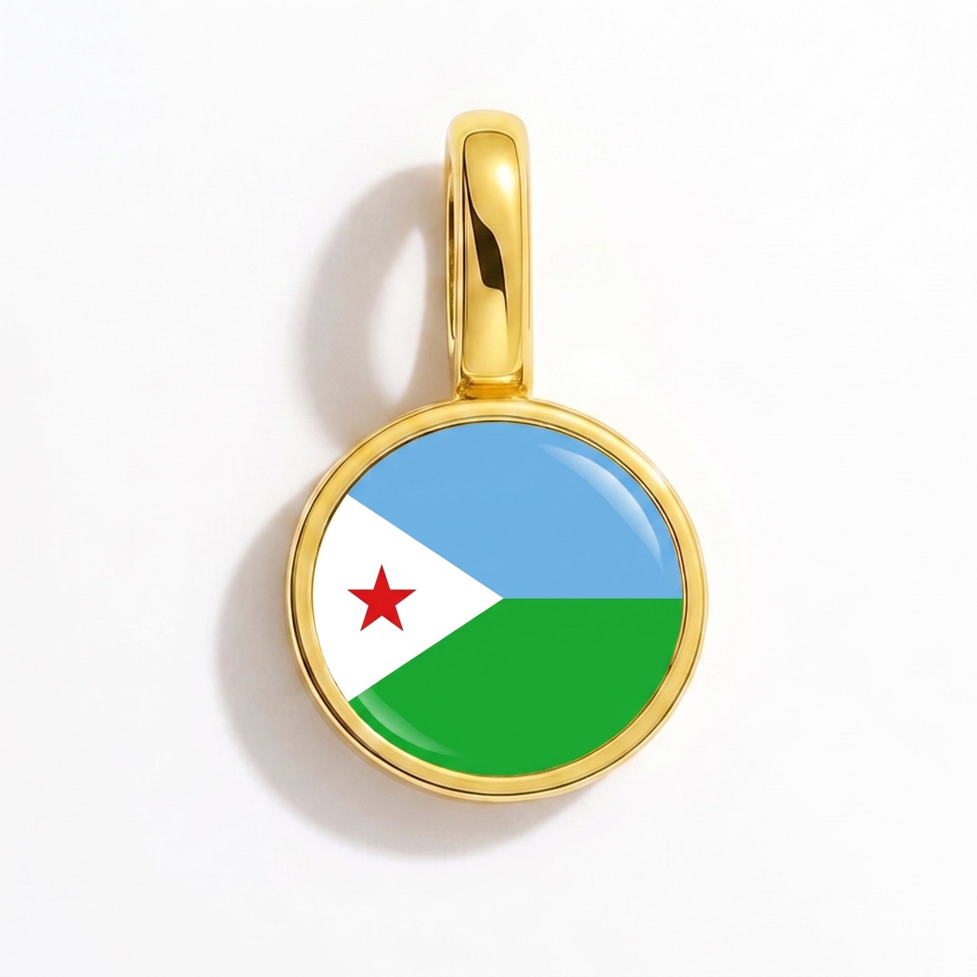 Flag charm Djibouti – rectangular gold