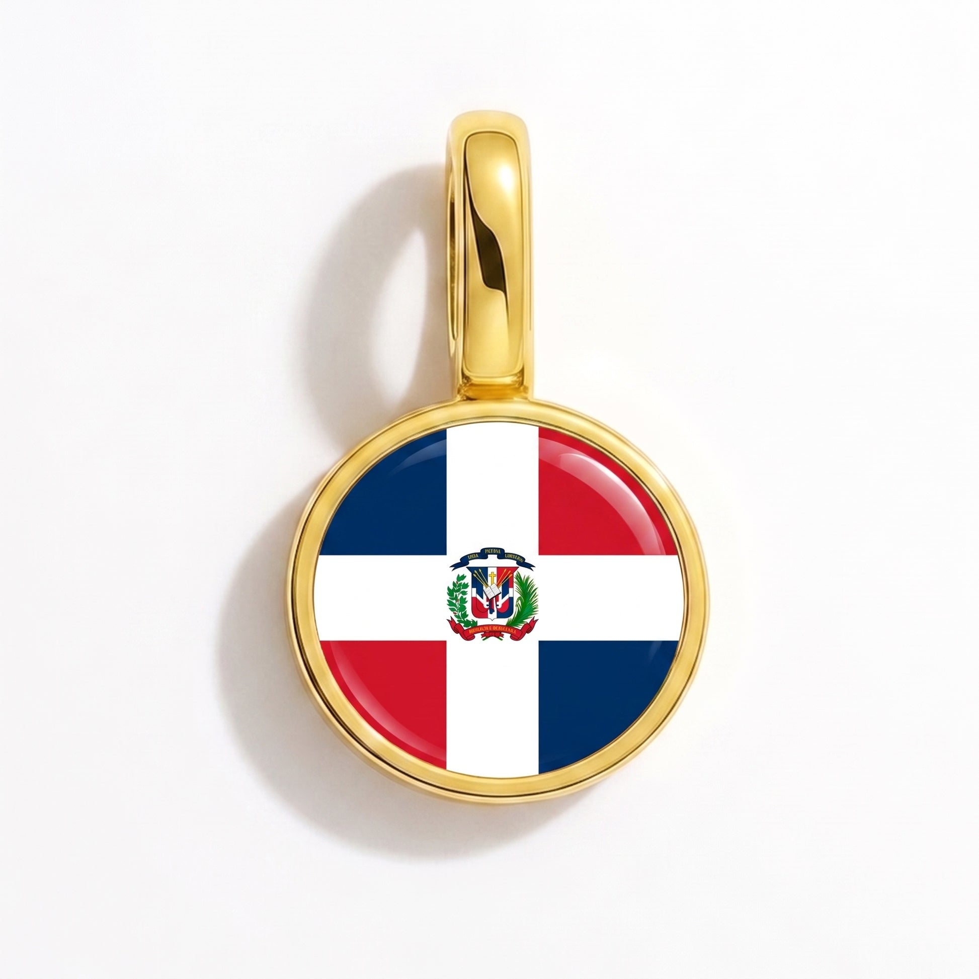 Flag charm Dominican Republic – round gold