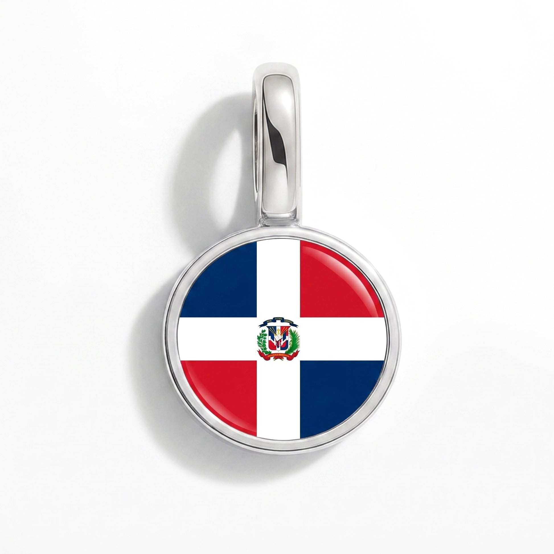 Flag charm Dominican Republic – rectangular silver