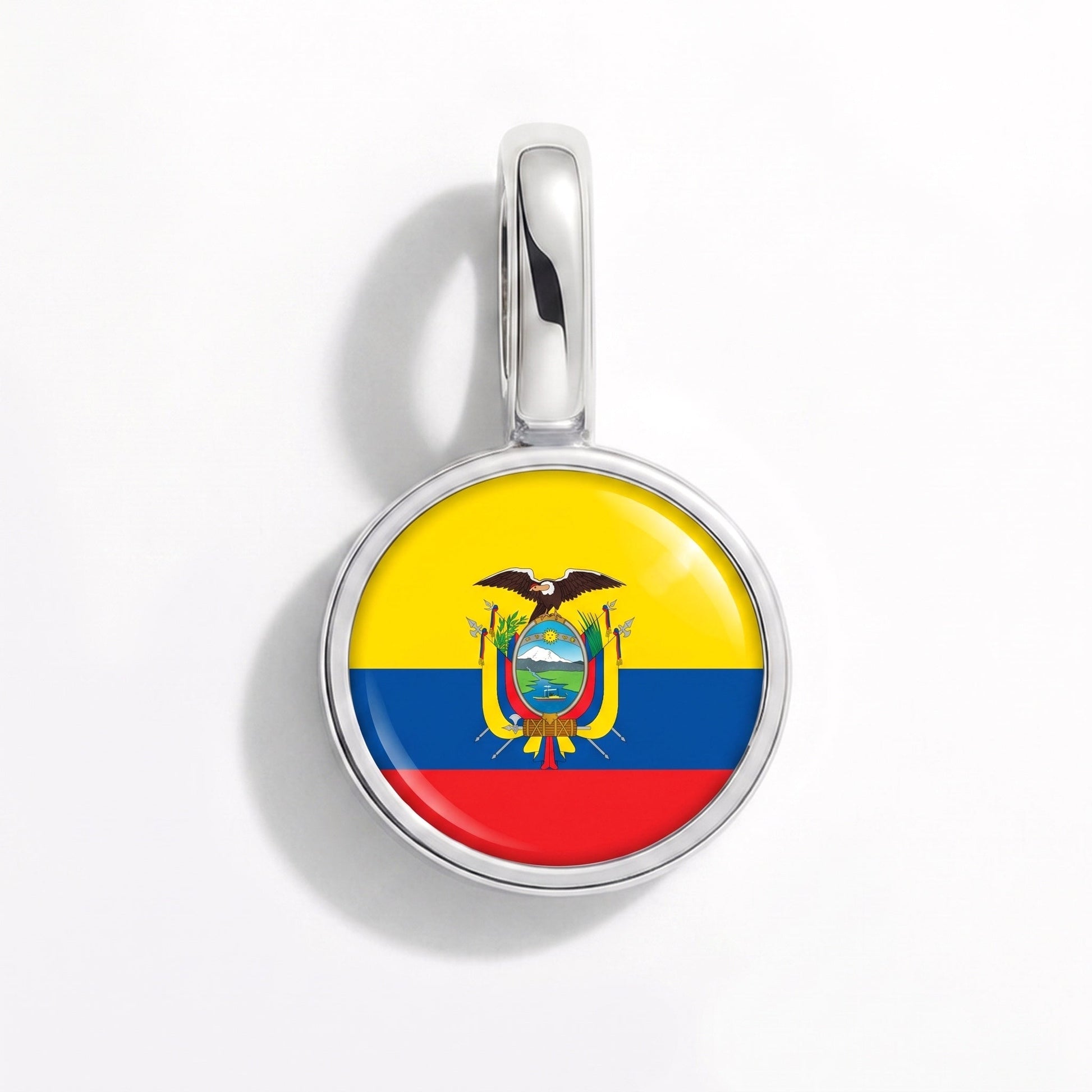 Flag charm Ecuador – rectangular silver