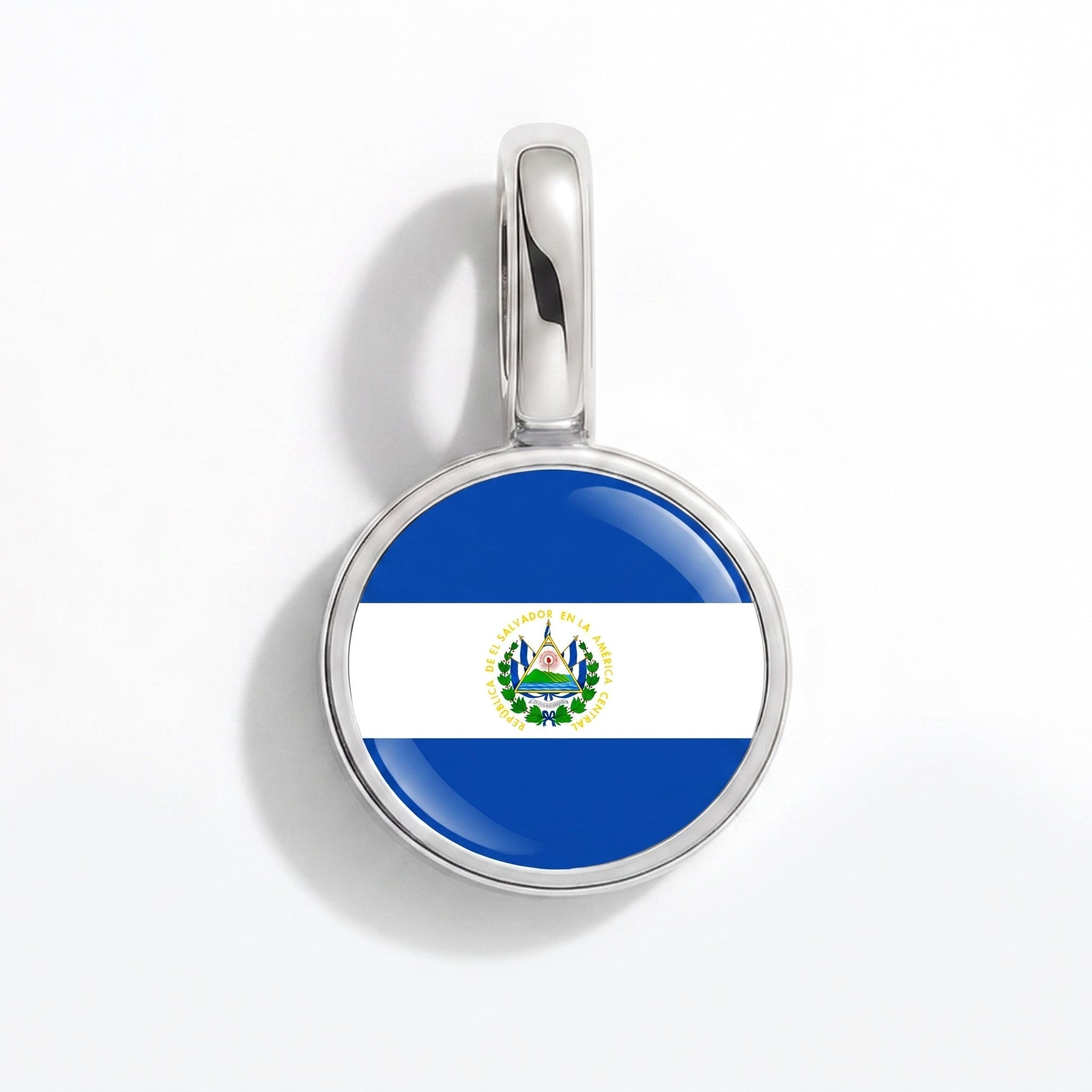 Flag charm El Salvador – rectangular silver