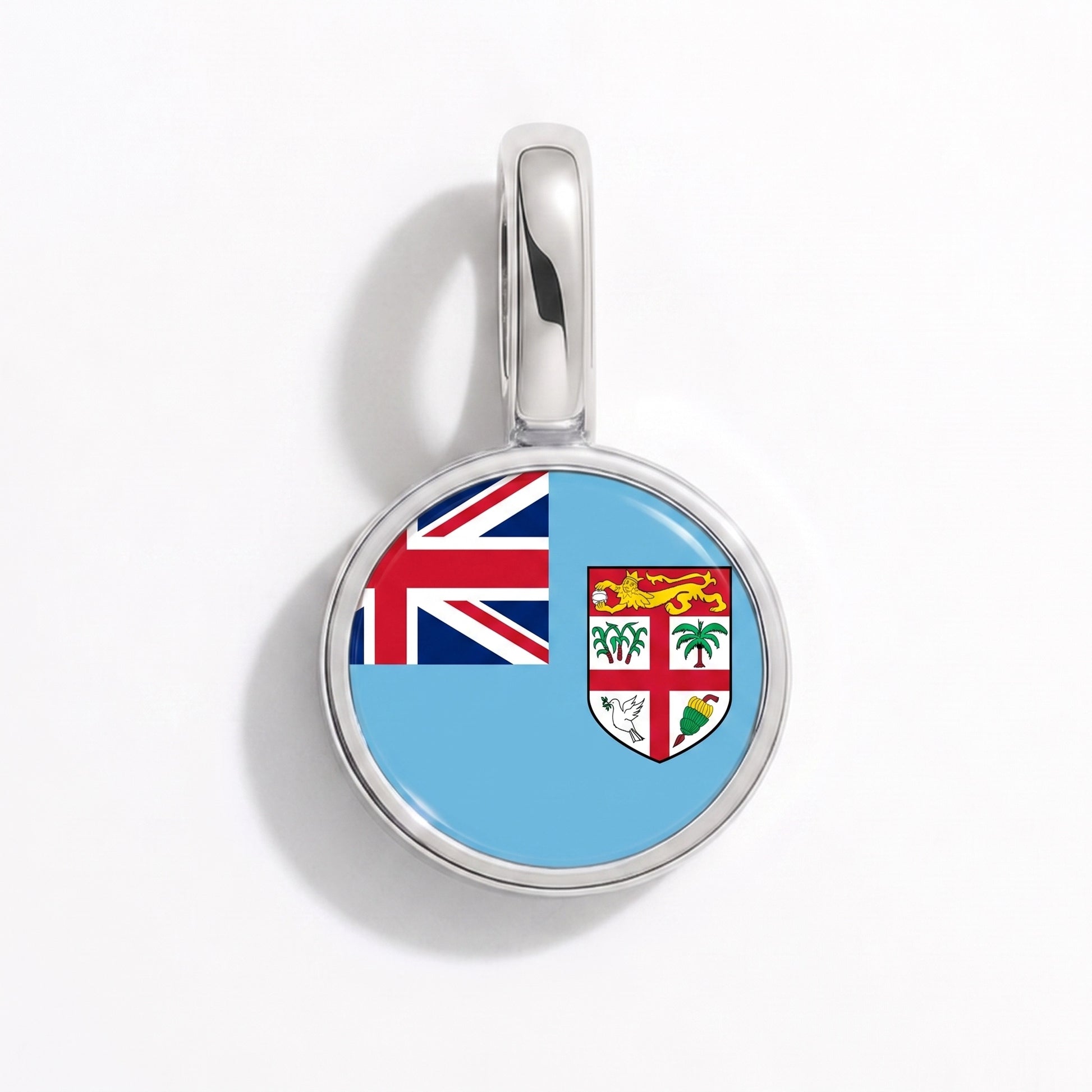 Flag charm Fiji – round silver