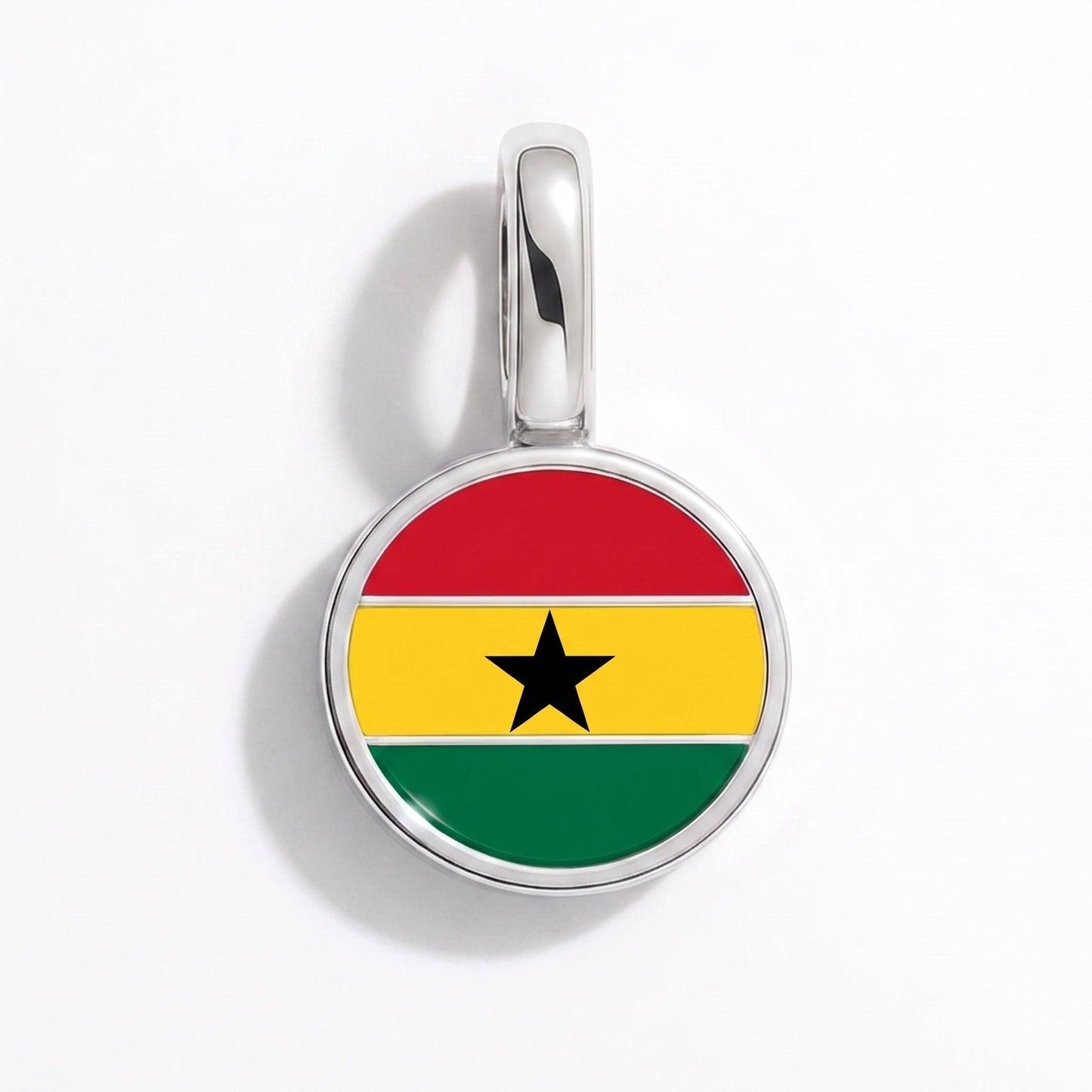 Flag charm Ghana – rectangular silver