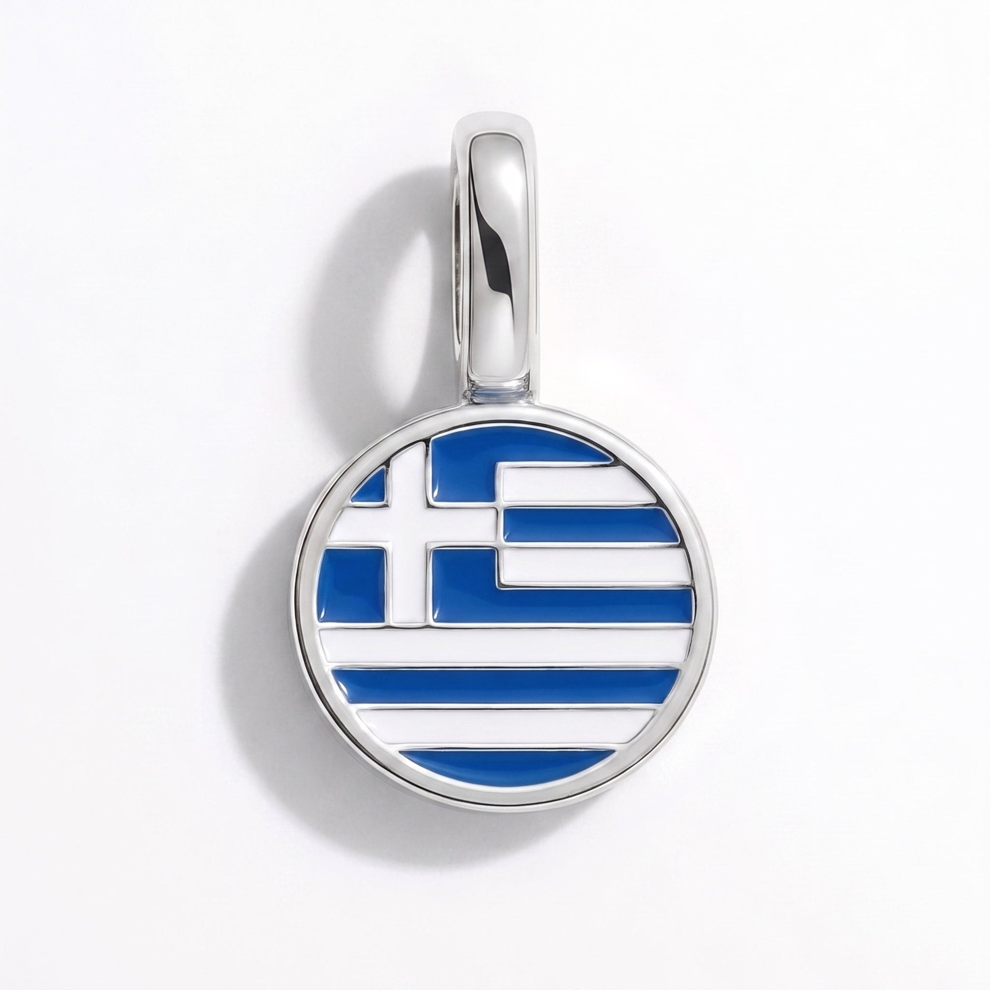 Flag charm Greece – rectangular silver