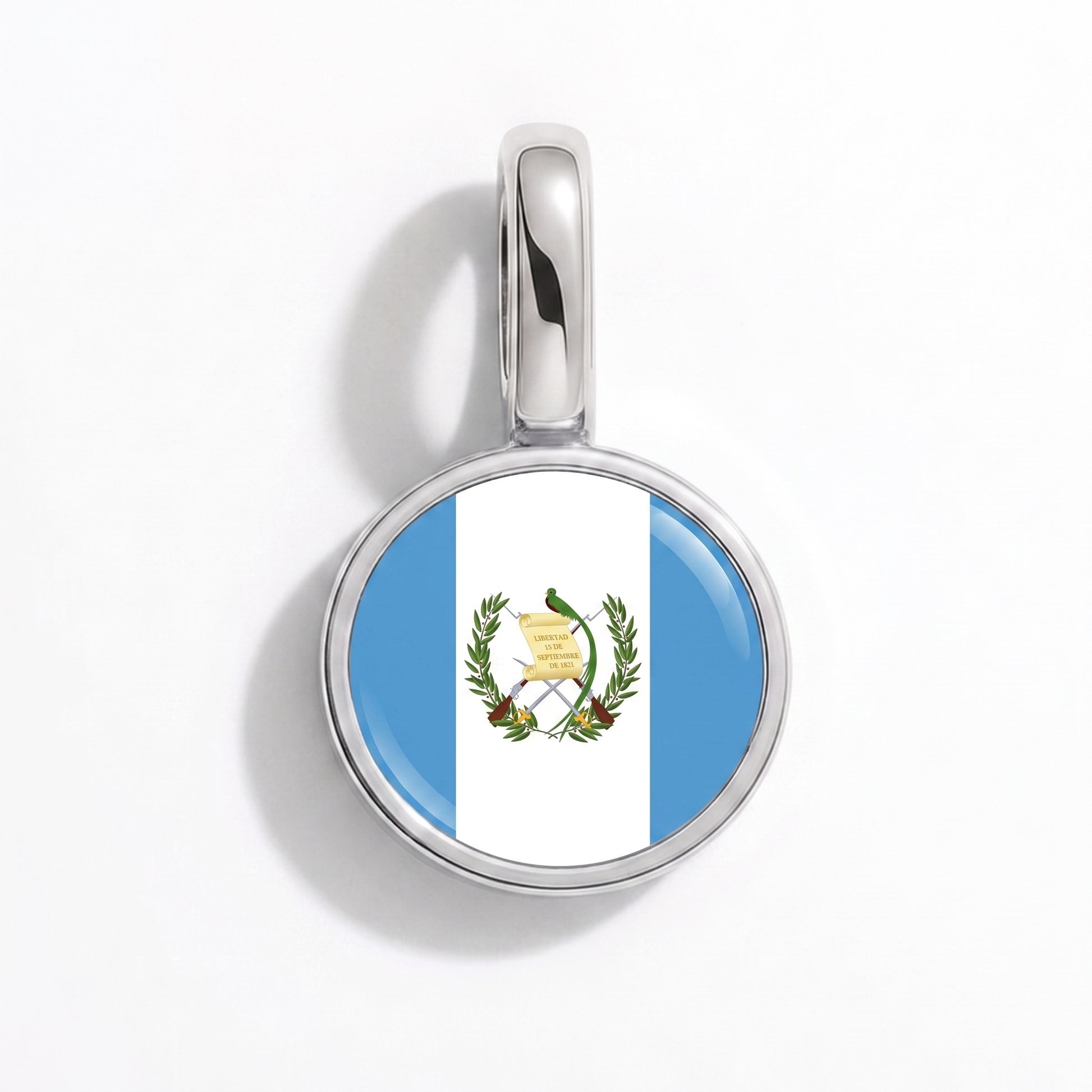 Flag charm Guatemala – round silver