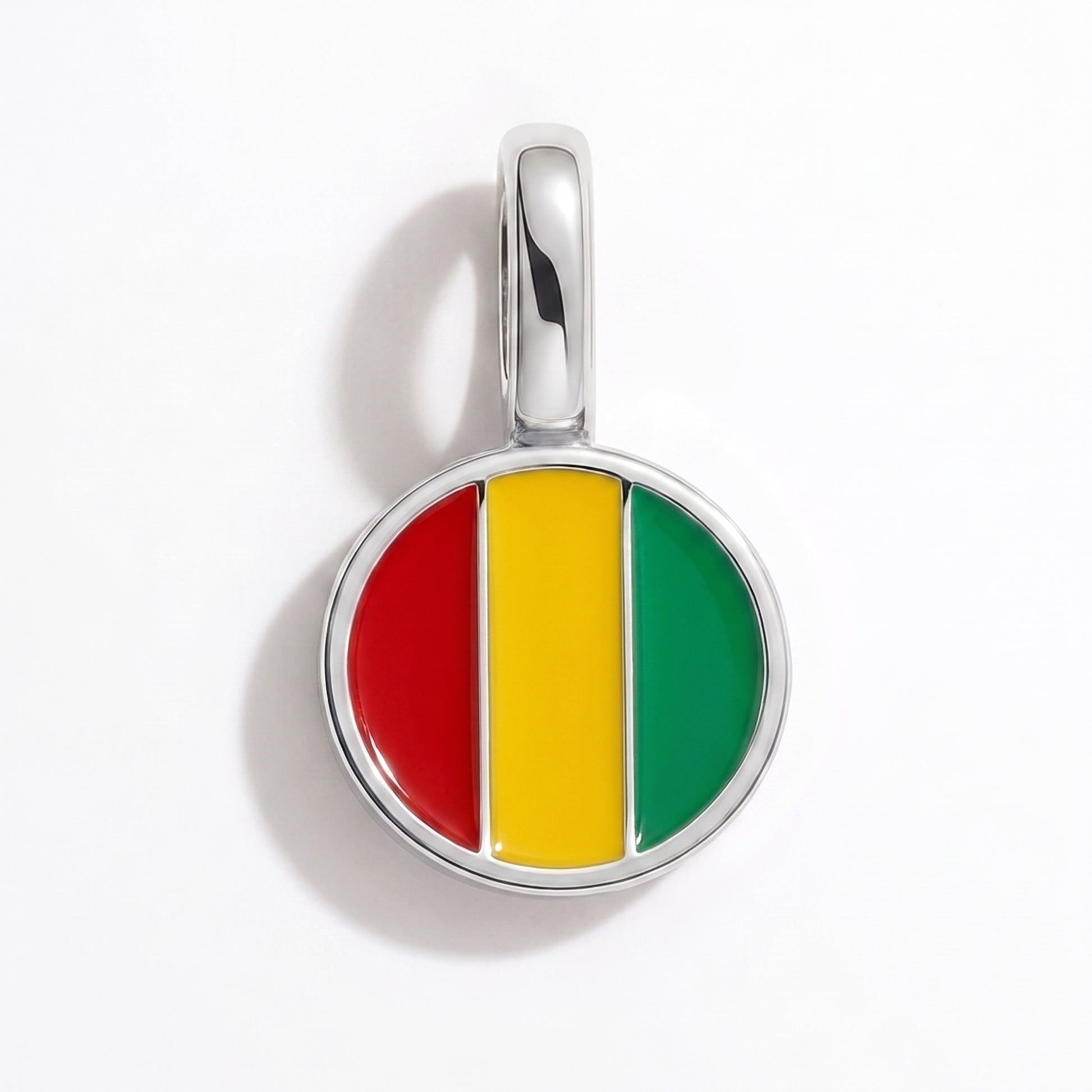 Flag charm Guinea – round silver