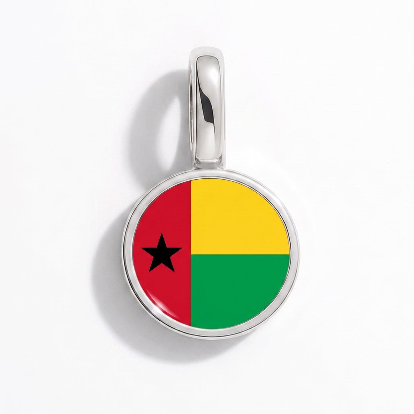 Flag charm Guinea-Bissau – round silver