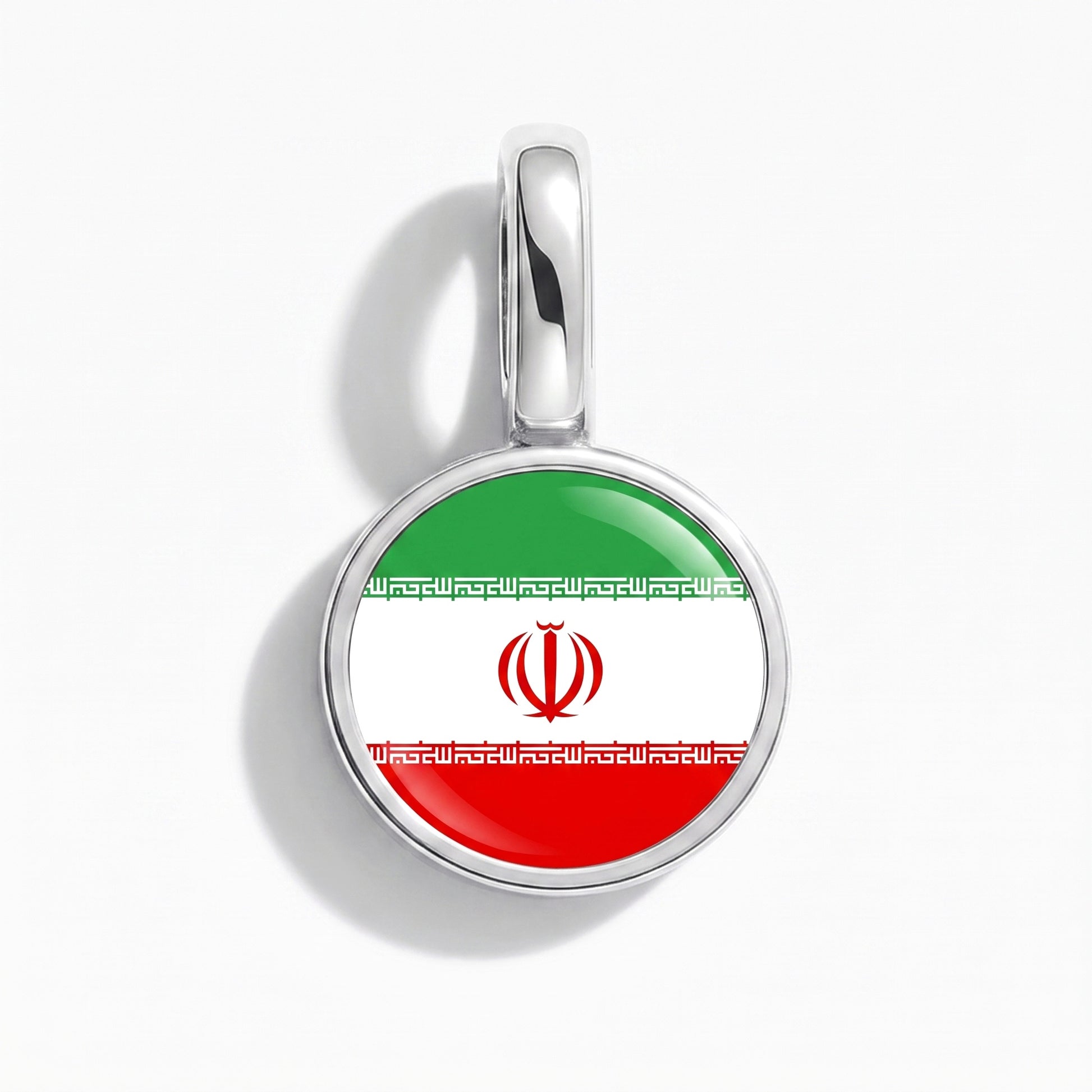 Flag charm Iran – round silver