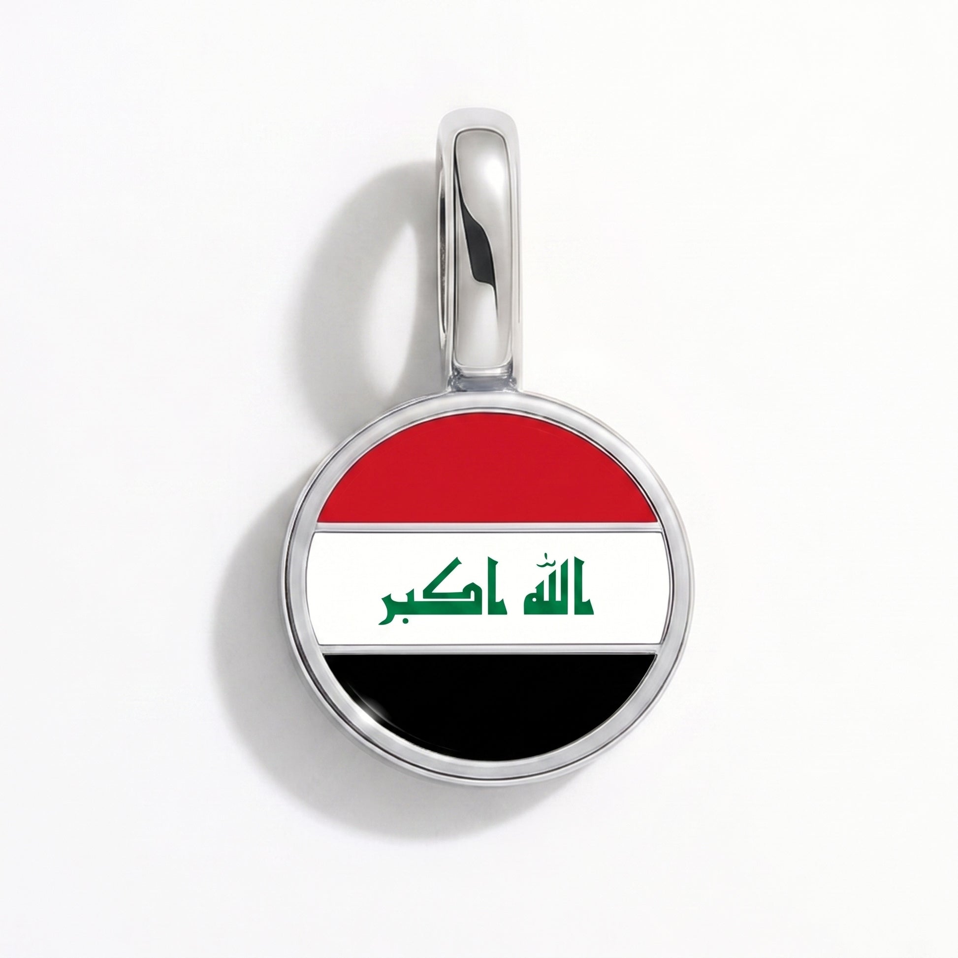 Flag charm Iraq – round silver