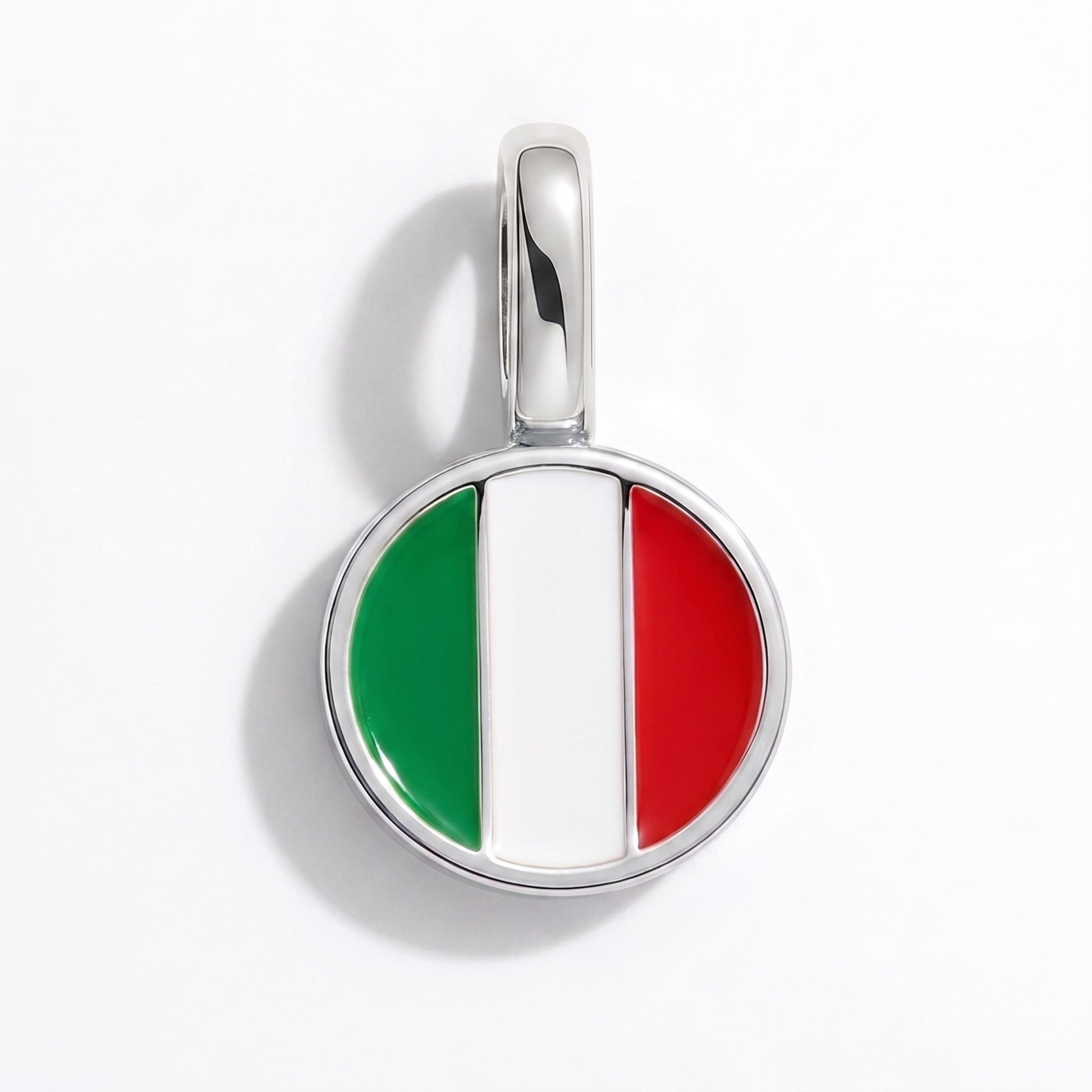 Flag charm Italy – round silver