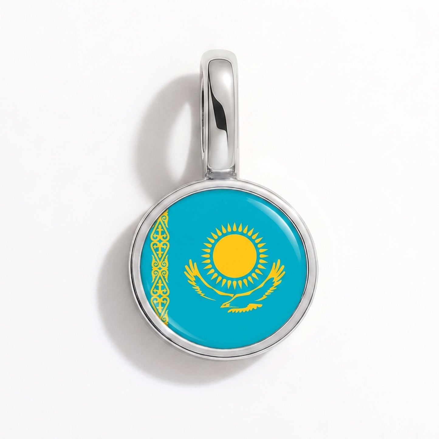 Flag charm Kazakhstan – rectangular silver
