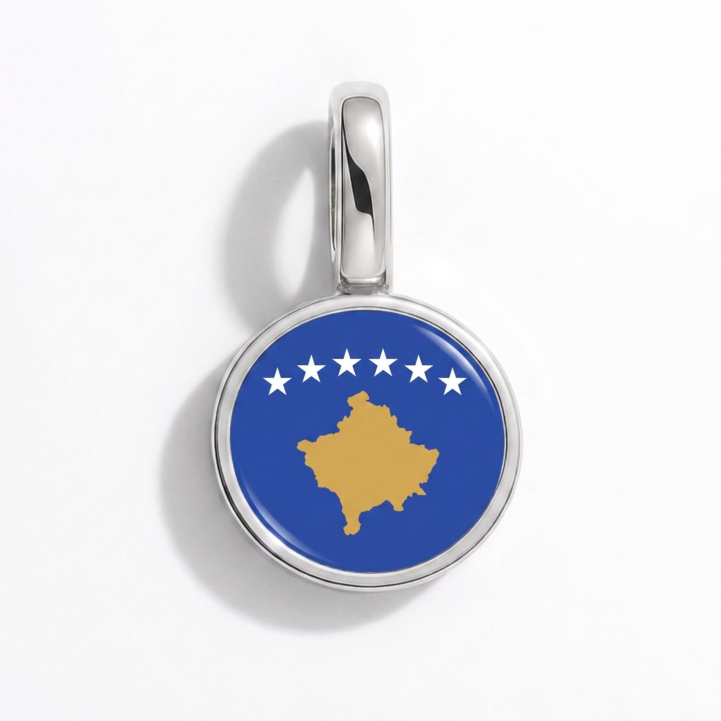 Flag charm Kosovo – rectangular silver