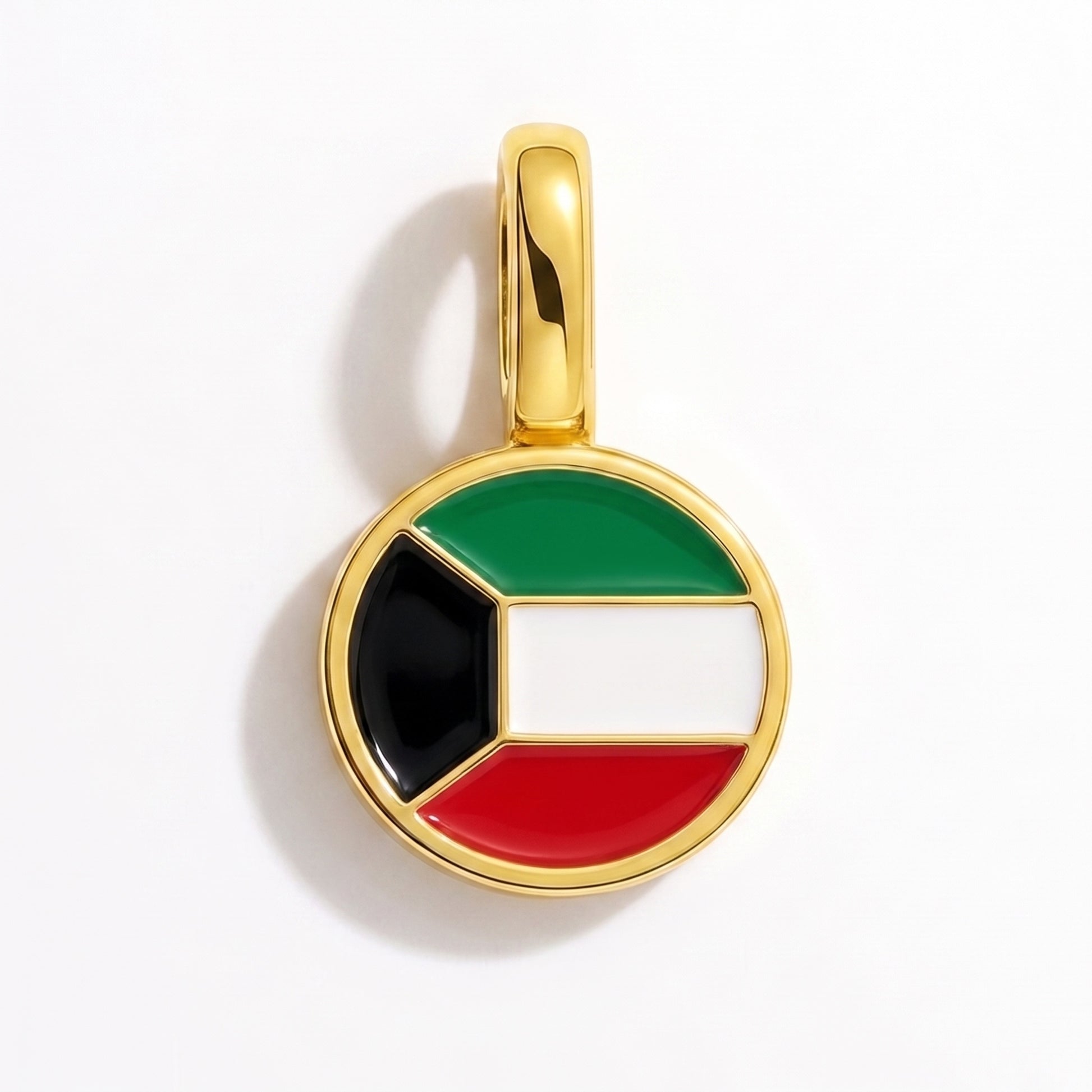 Flag charm Kuwait – round gold
