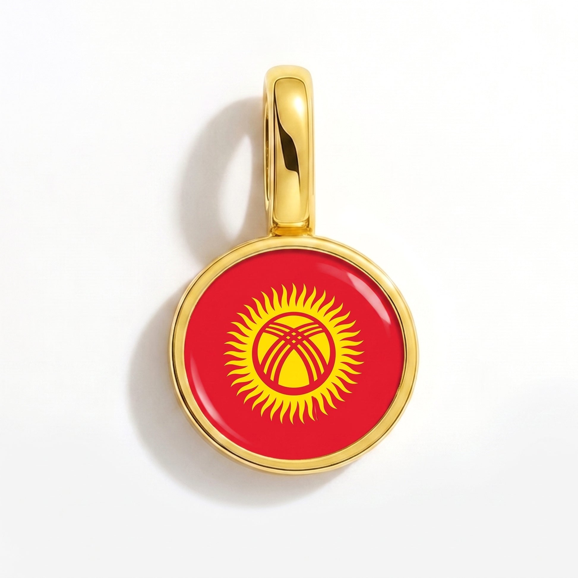 Flag charm Kyrgyzstan – round gold