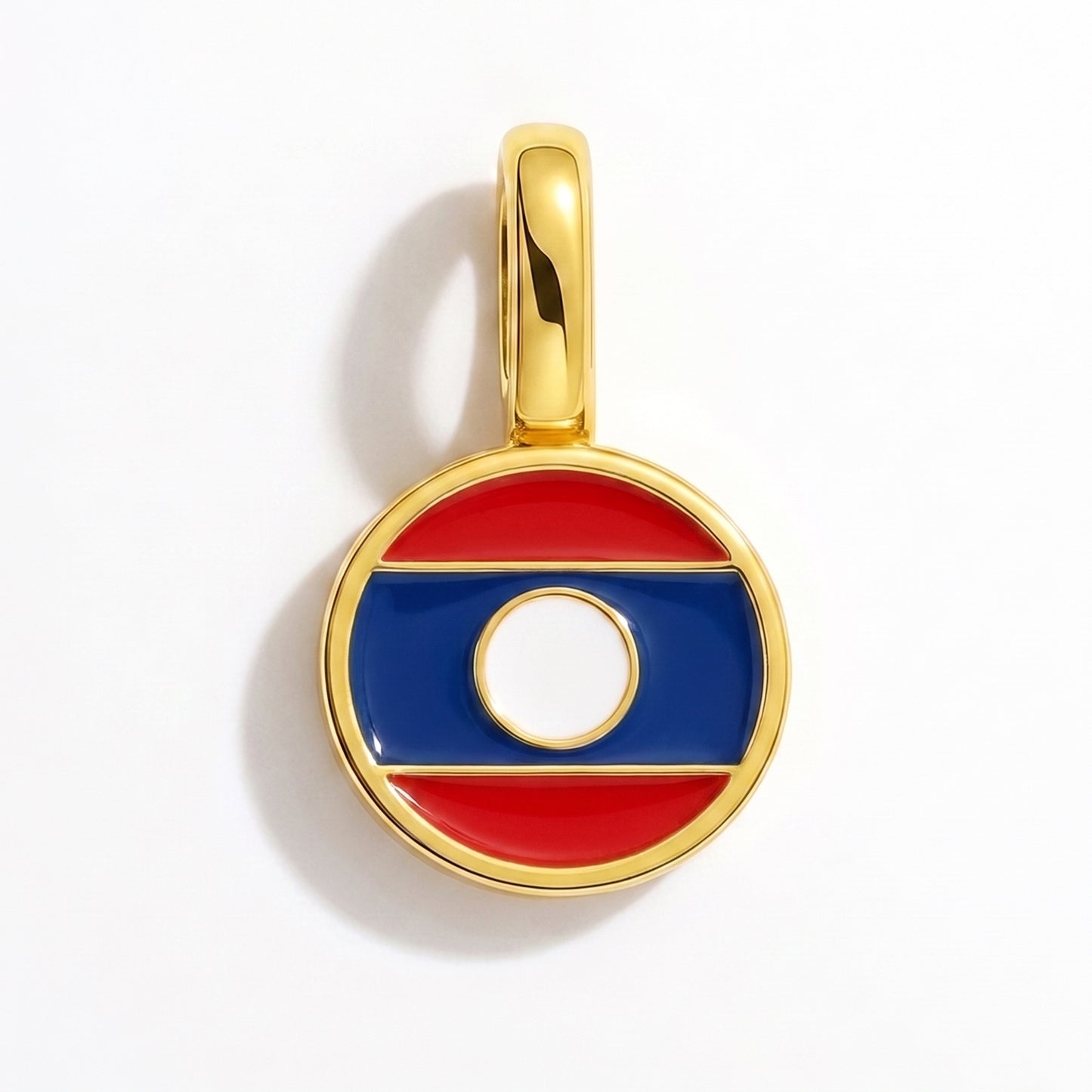 Flag charm Laos – round gold