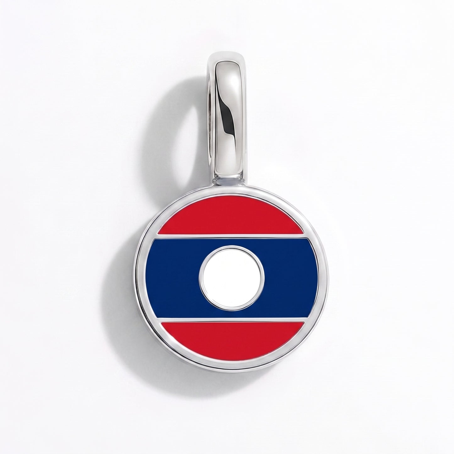 Flag charm Laos – round silver