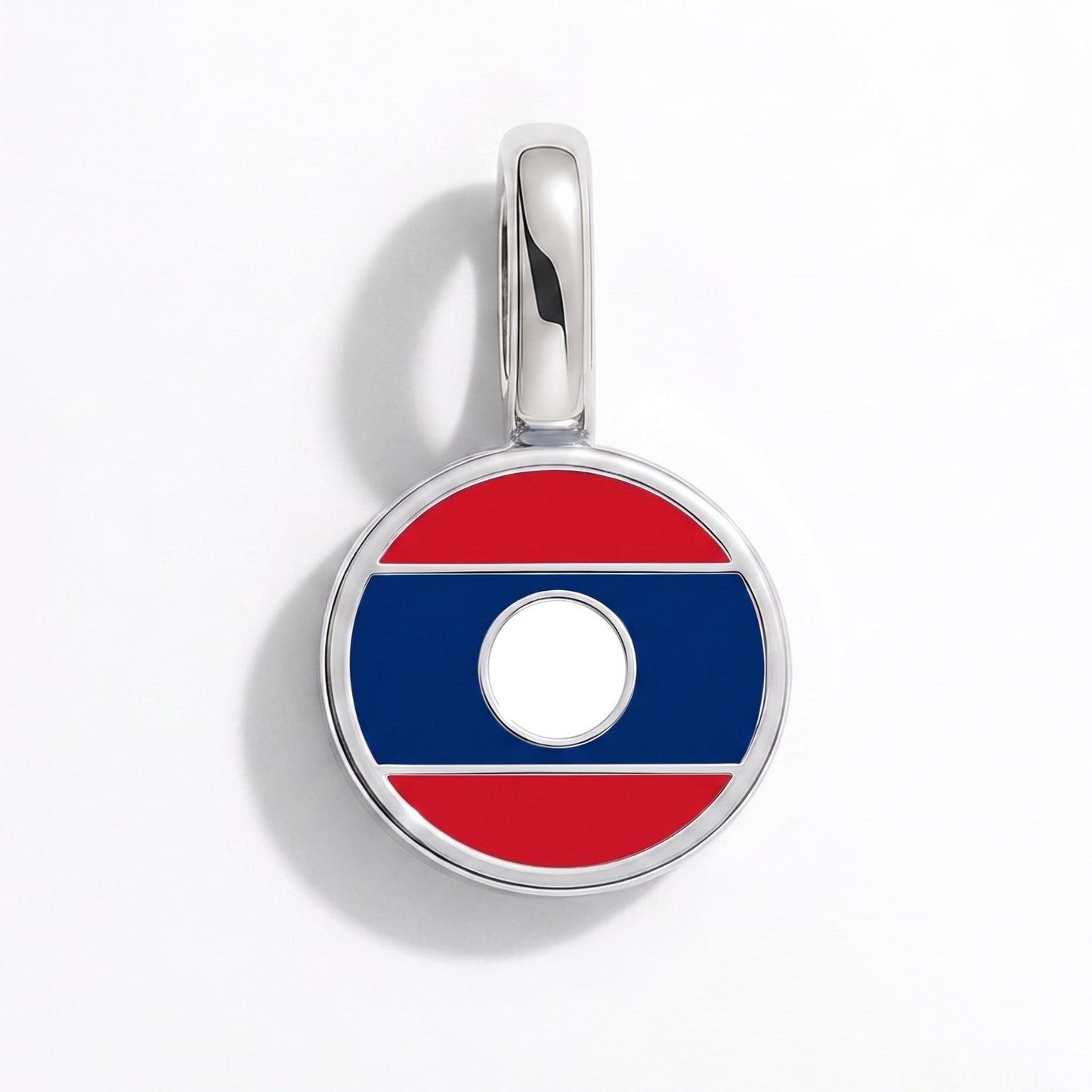 Flag charm Laos – rectangular silver