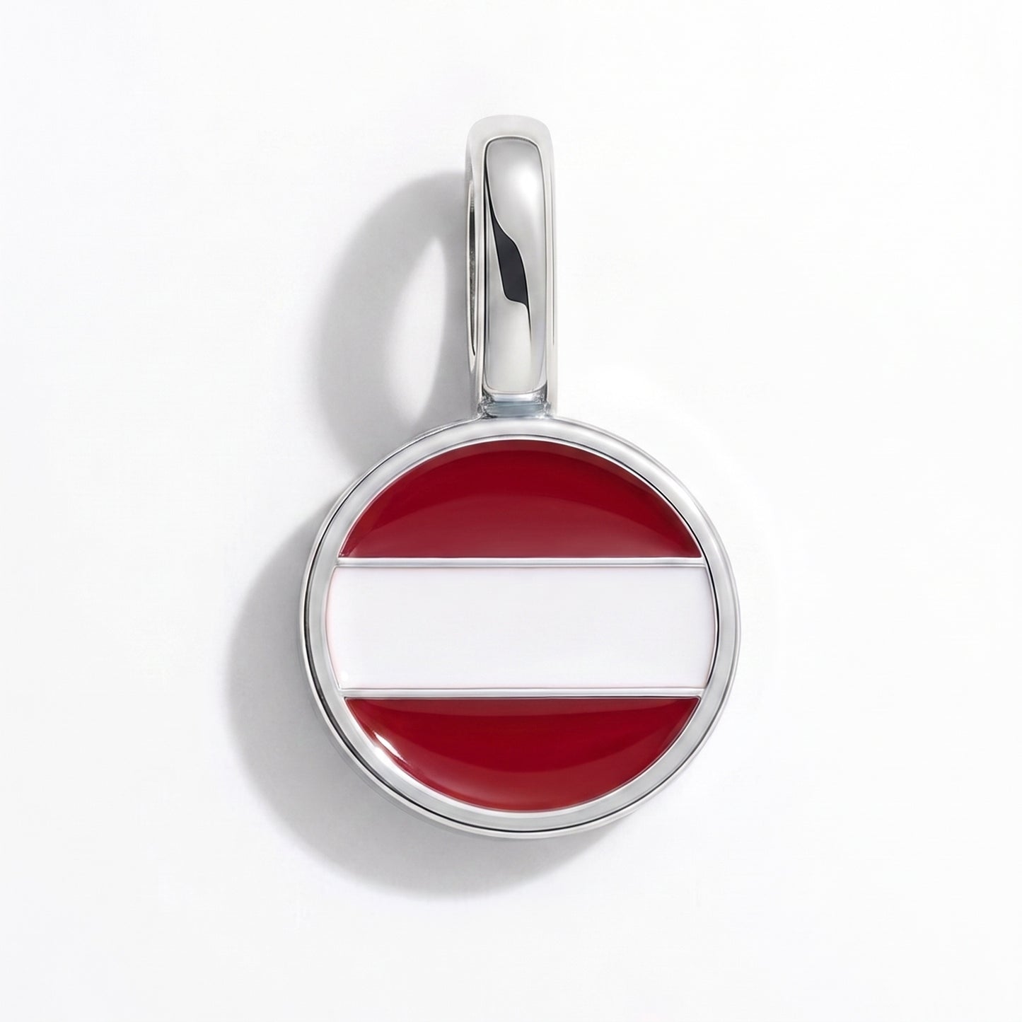 Flag charm Latvia – round silver