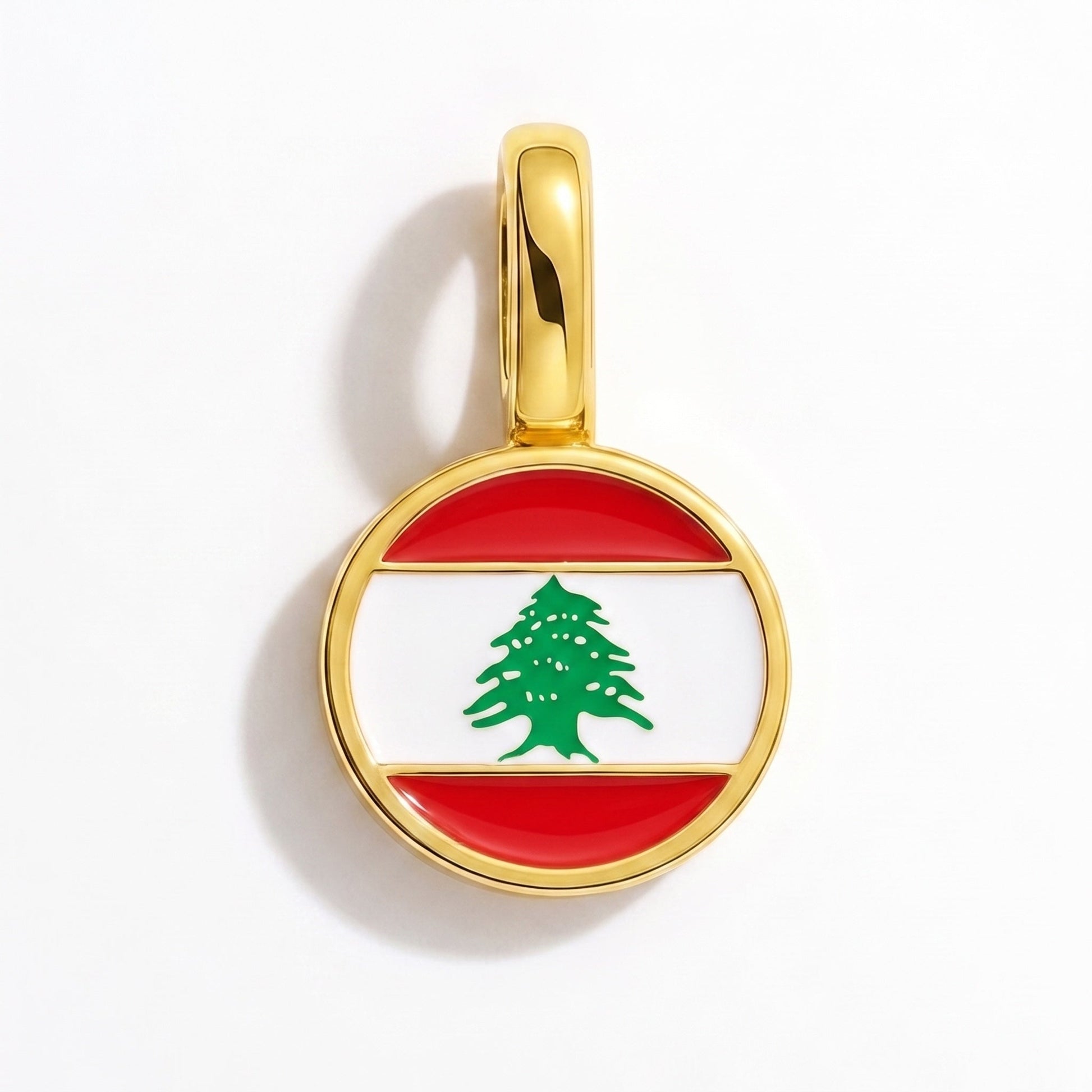Flag charm Lebanon – rectangular gold