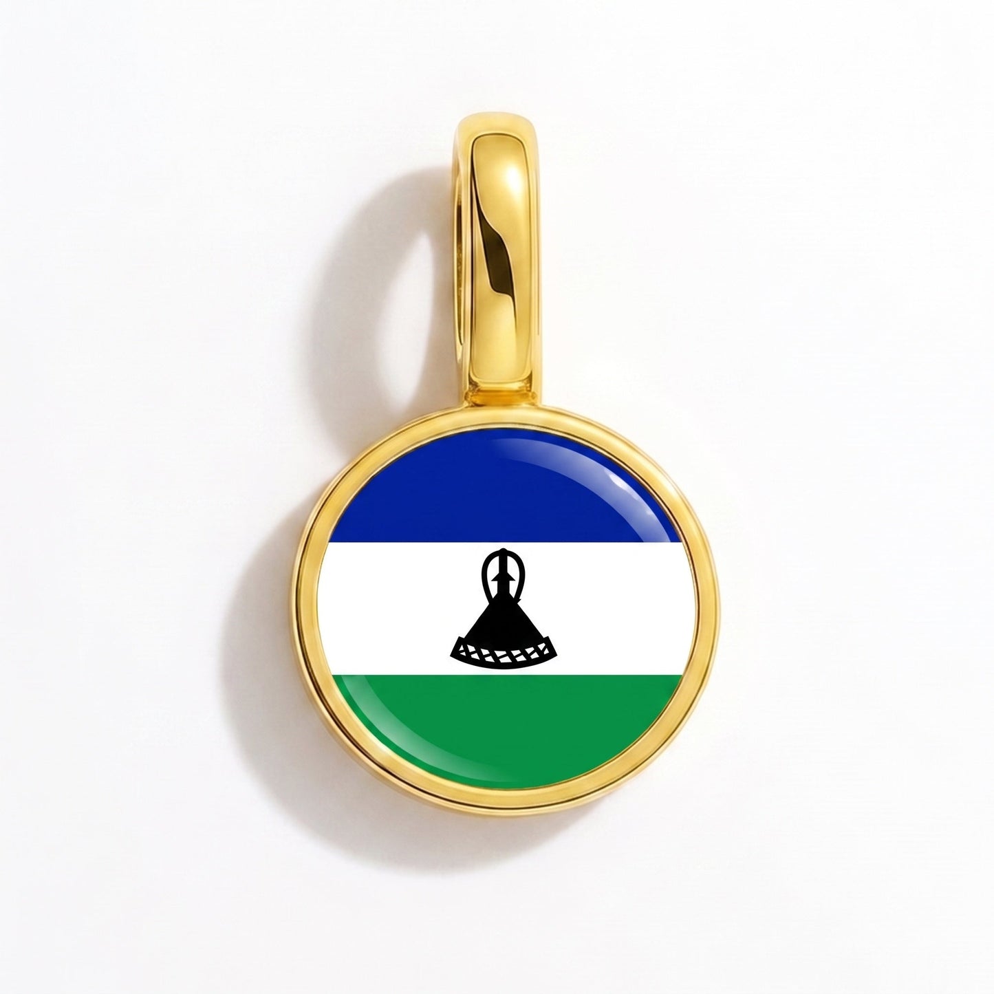 Flag charm Lesotho – rectangular gold