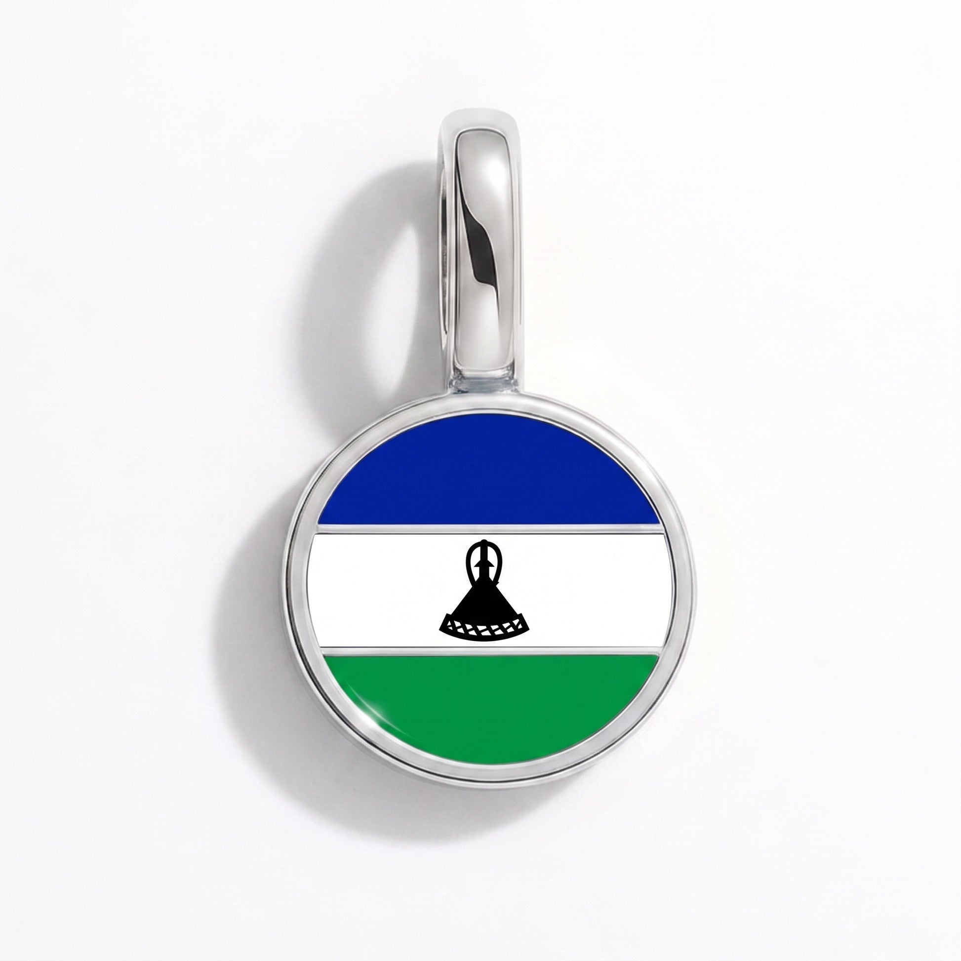Flag charm Lesotho – round silver