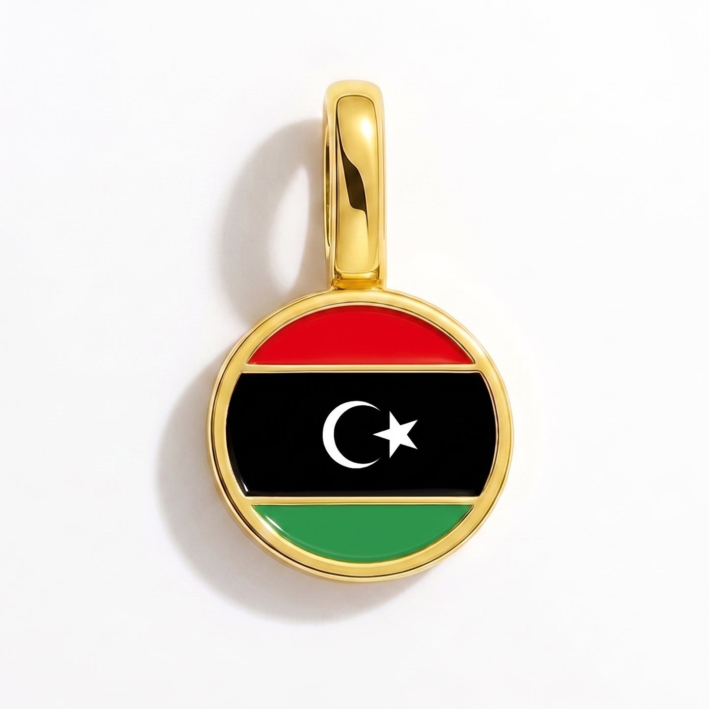Flag charm Libya – round gold