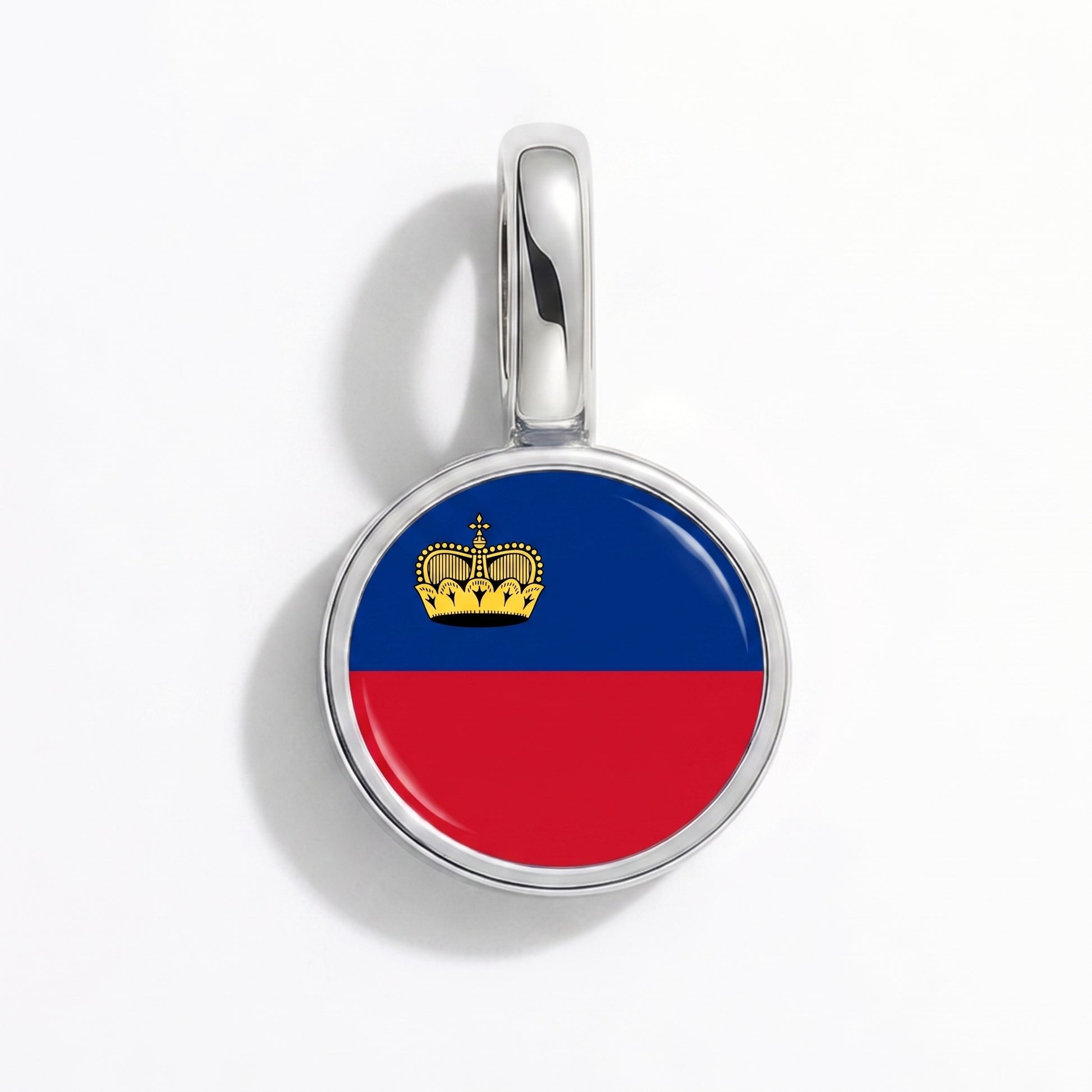 Flag charm Liechtenstein – round silver