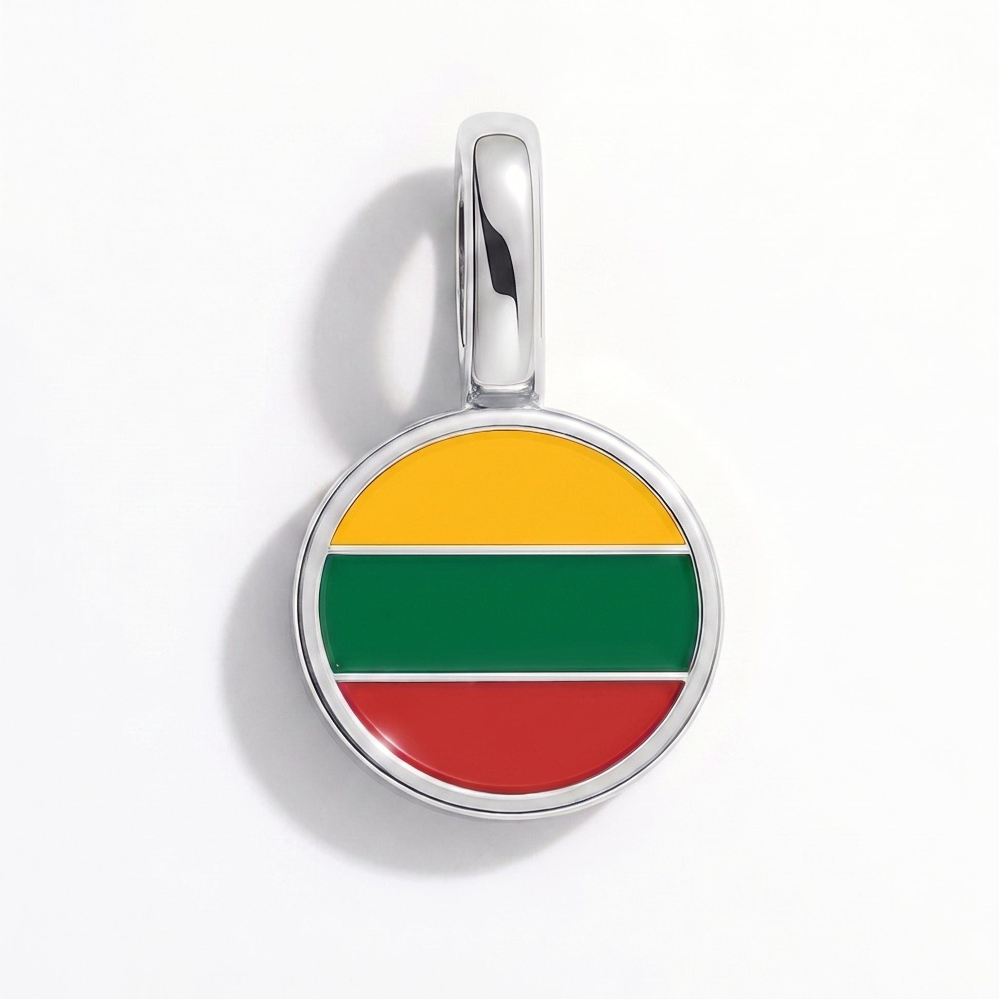 Flag charm Lithuania – round silver